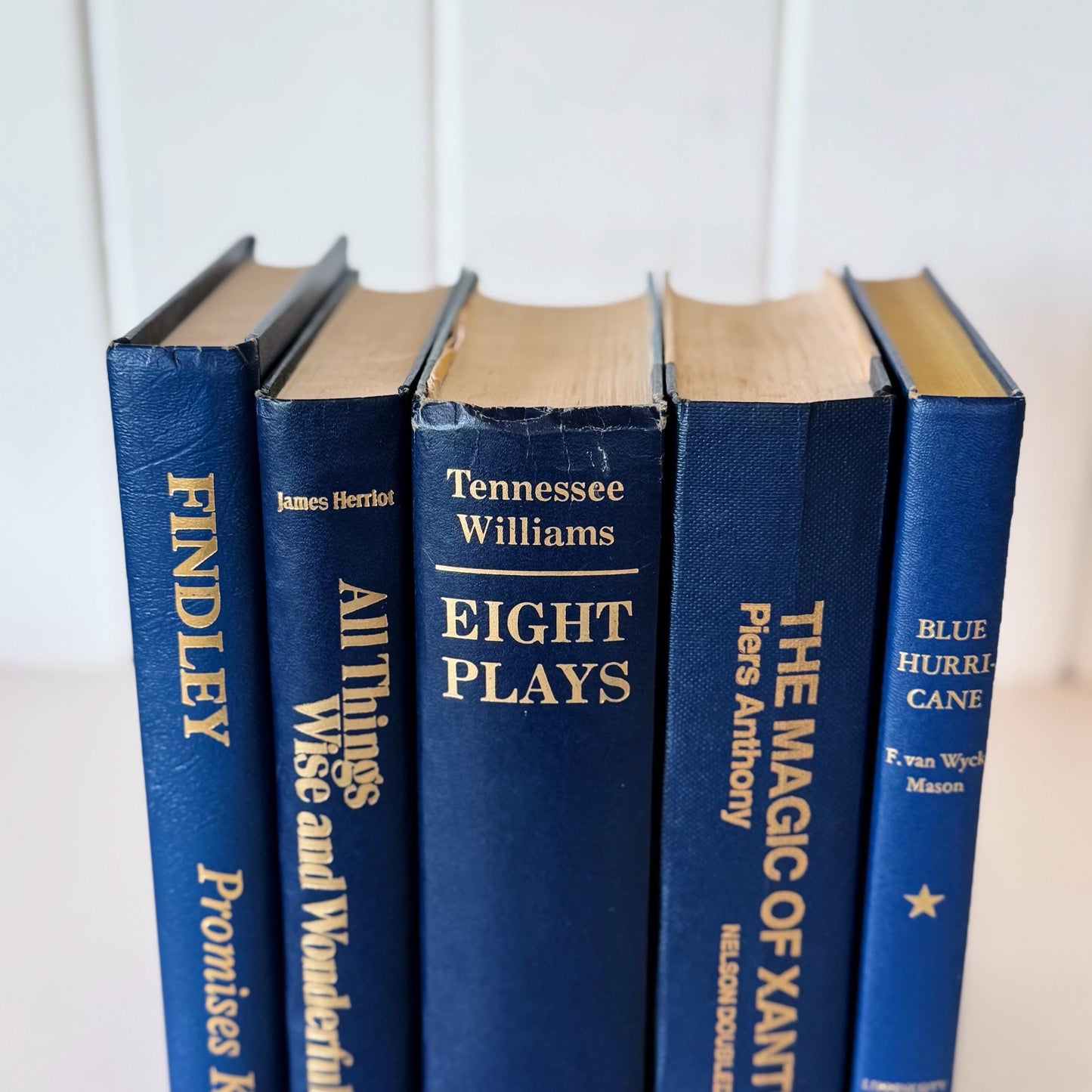 Navy Indigo Blue Vintage Book Set for Decor, Mid Century Modern Bookshelf Decor
