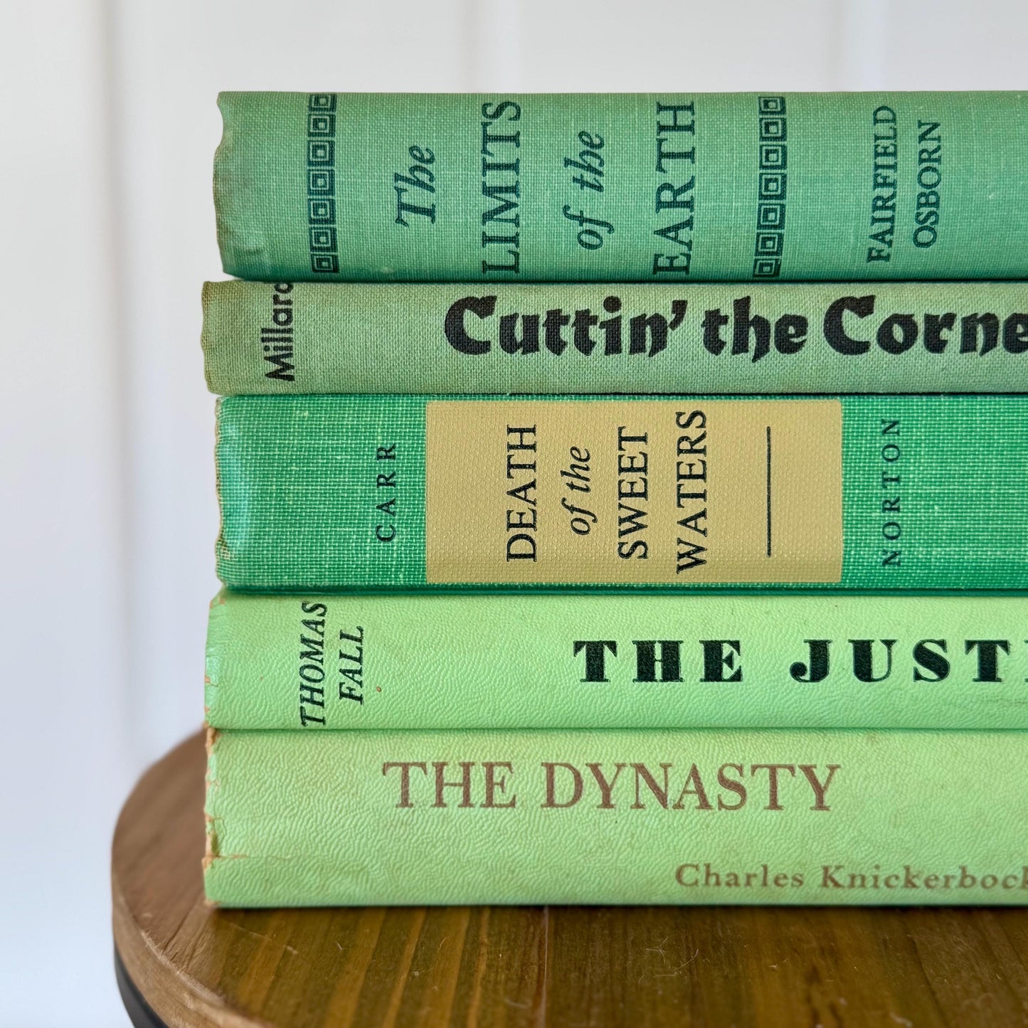 Bright Spring Green Book Bundle, Decorative Vintage Books, Handmade Decor