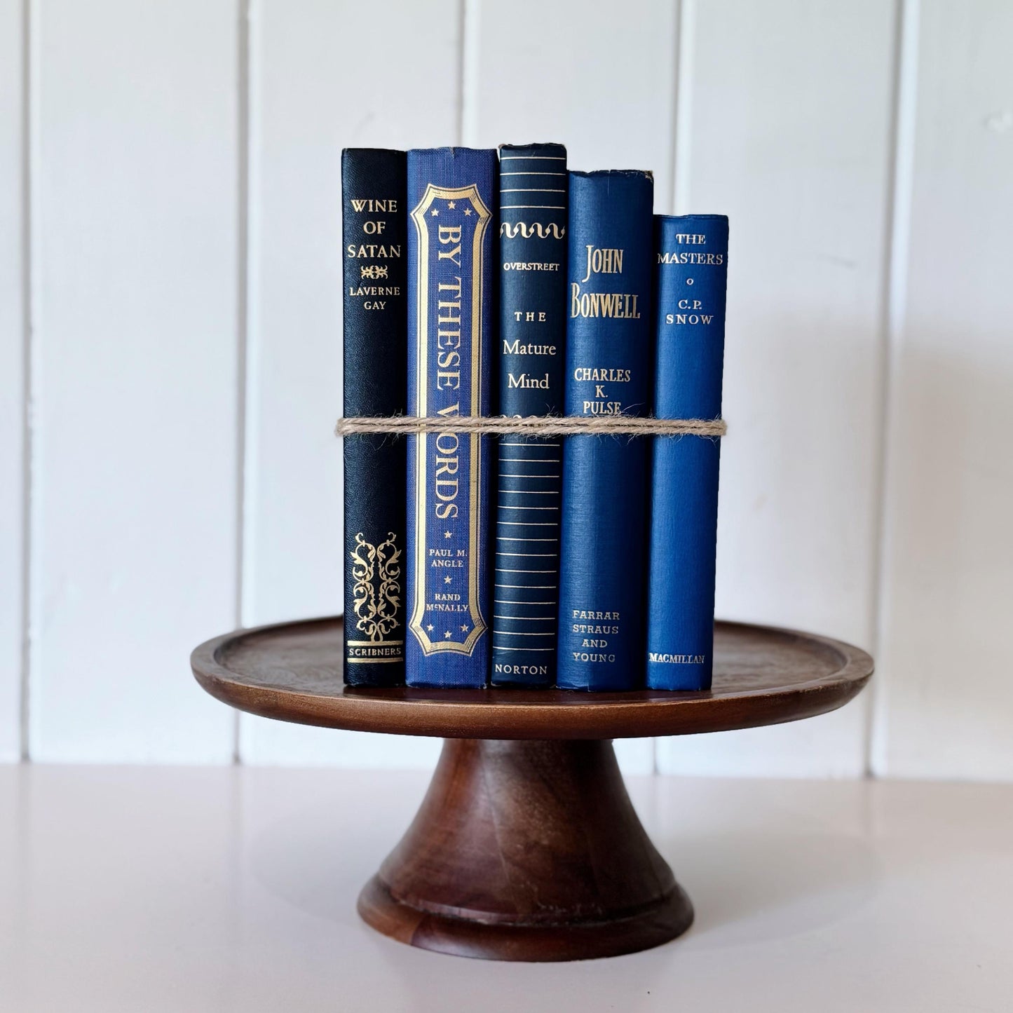 Navy Indigo Blue and Gold Vintage Book Set for Decor, Bookshelf Styling Bundle