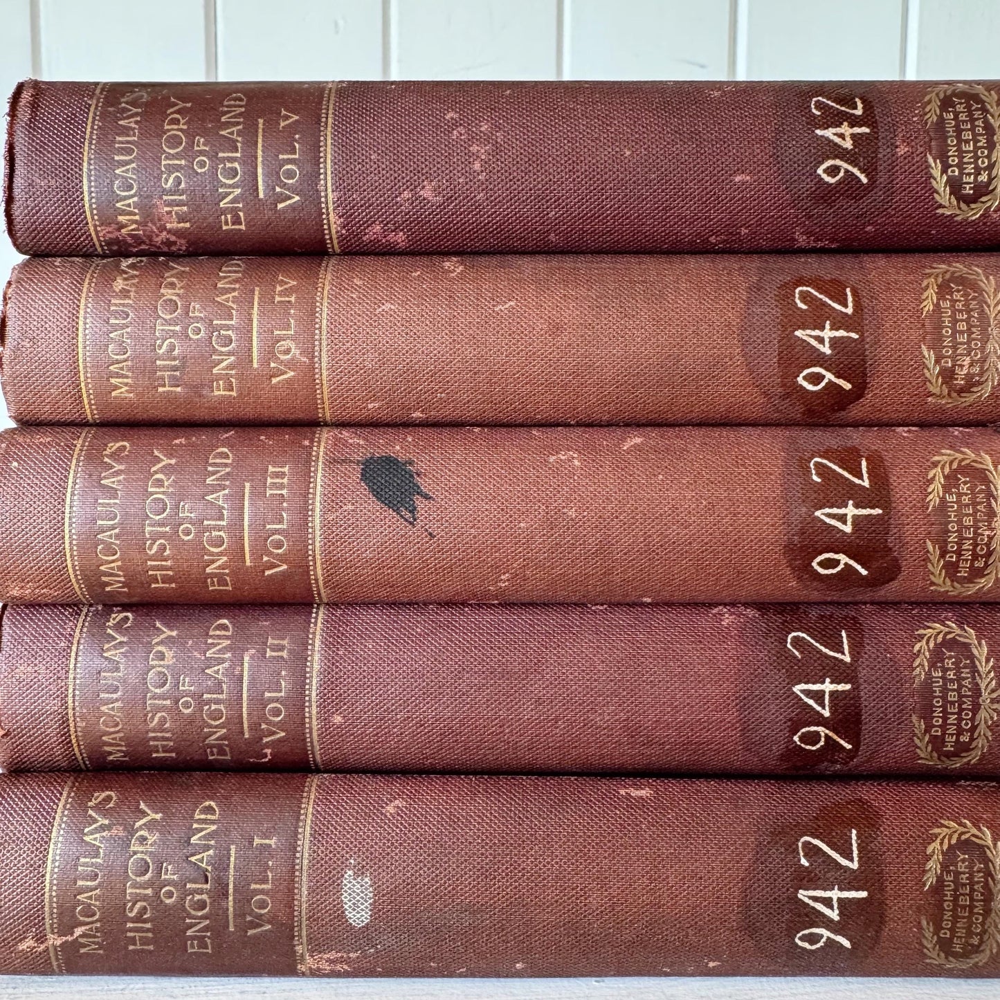 Macaulay's History of England From the Ascension of James II Thomas Babington Macaulay, Antique 5 Volume Set