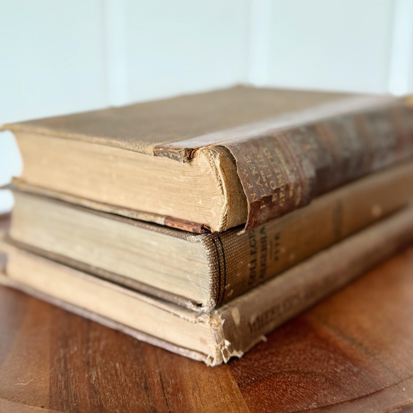Shabby Brown School Book Stack, 3 Math Arithmetic Books