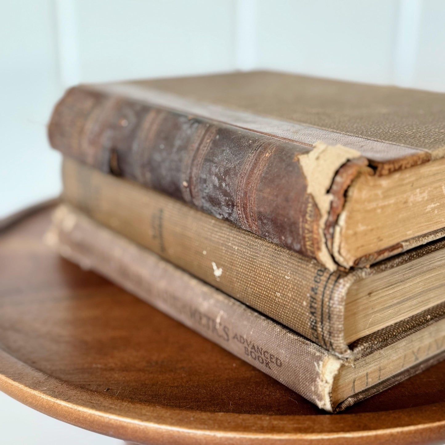 Shabby Brown School Book Stack, 3 Math Arithmetic Books