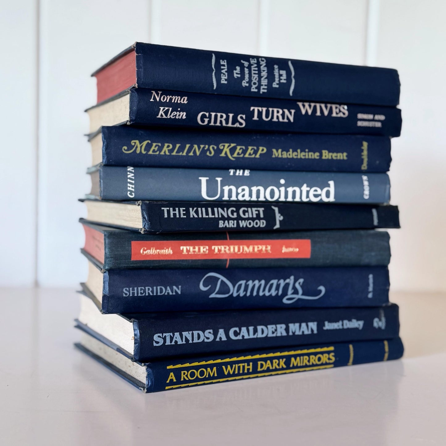 Vintage Indigo Navy Blue Retro Book Set for Shelf Styling