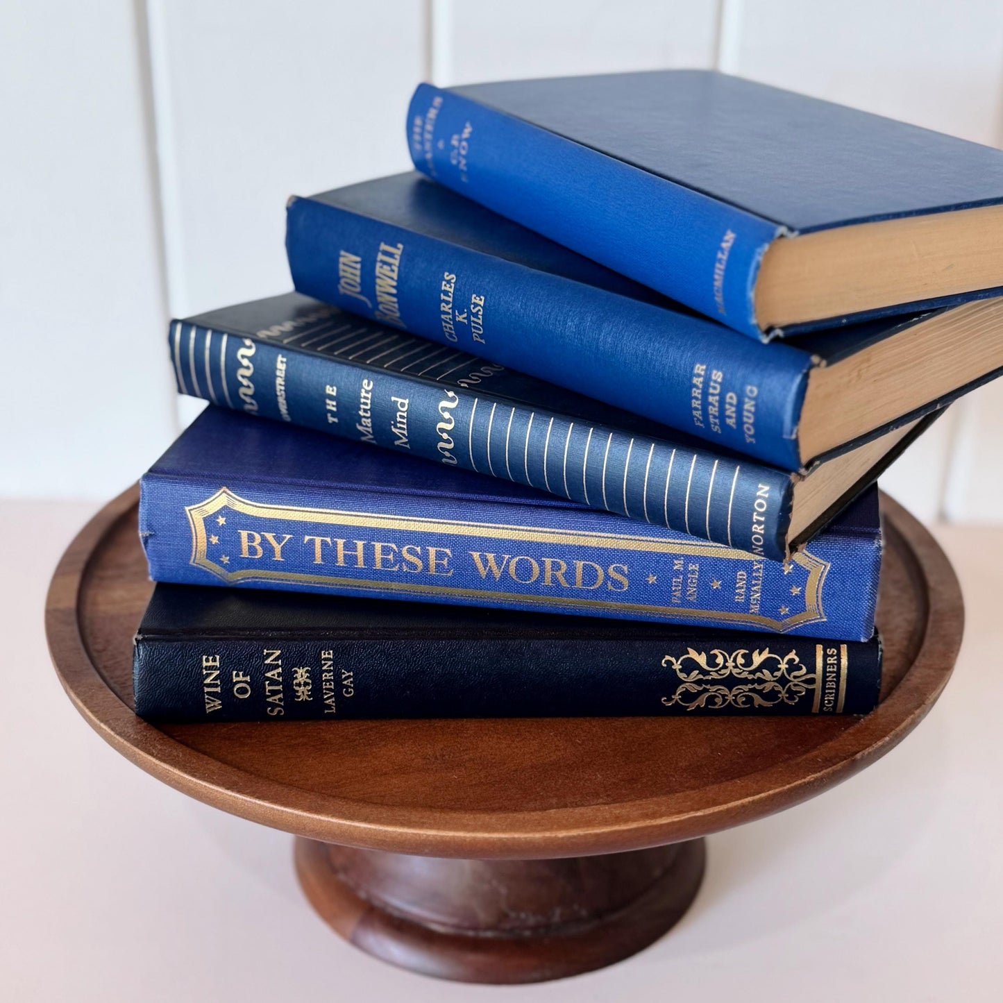 Navy Indigo Blue and Gold Vintage Book Set for Decor, Bookshelf Styling Bundle