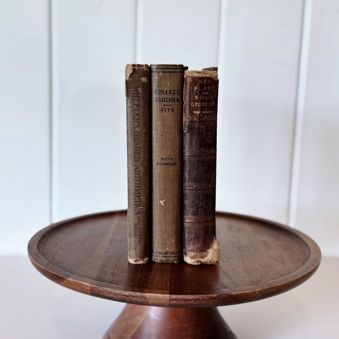 Shabby Brown School Book Stack, 3 Math Arithmetic Books