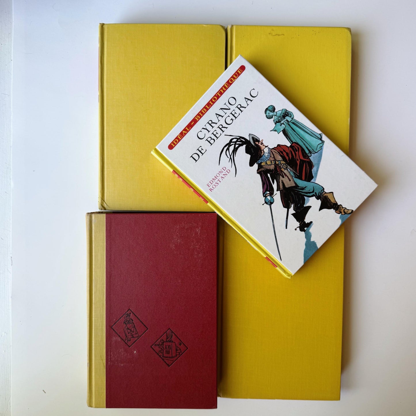 Decorative Vintage Red and Yellow Book Set for Shelf Styling