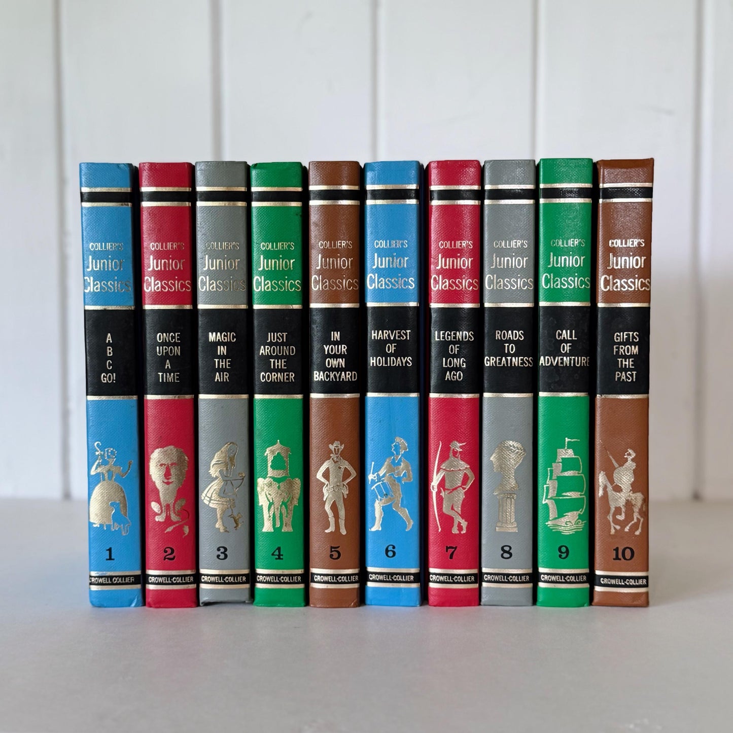 Collier's Junior Classics Set, Vintage 1962 Rainbow Book Set for Decor, Playroom Decor, Mid-Century Decor
