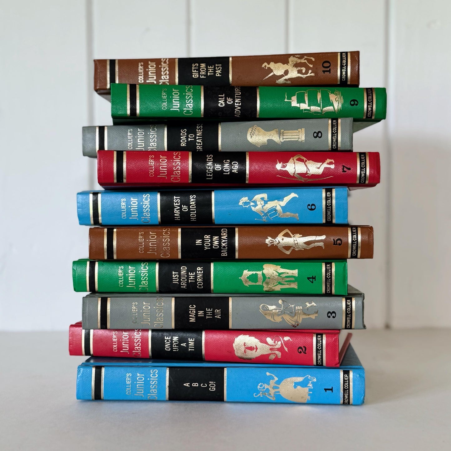 Collier's Junior Classics Set, Vintage 1962 Rainbow Book Set for Decor, Playroom Decor, Mid-Century Decor