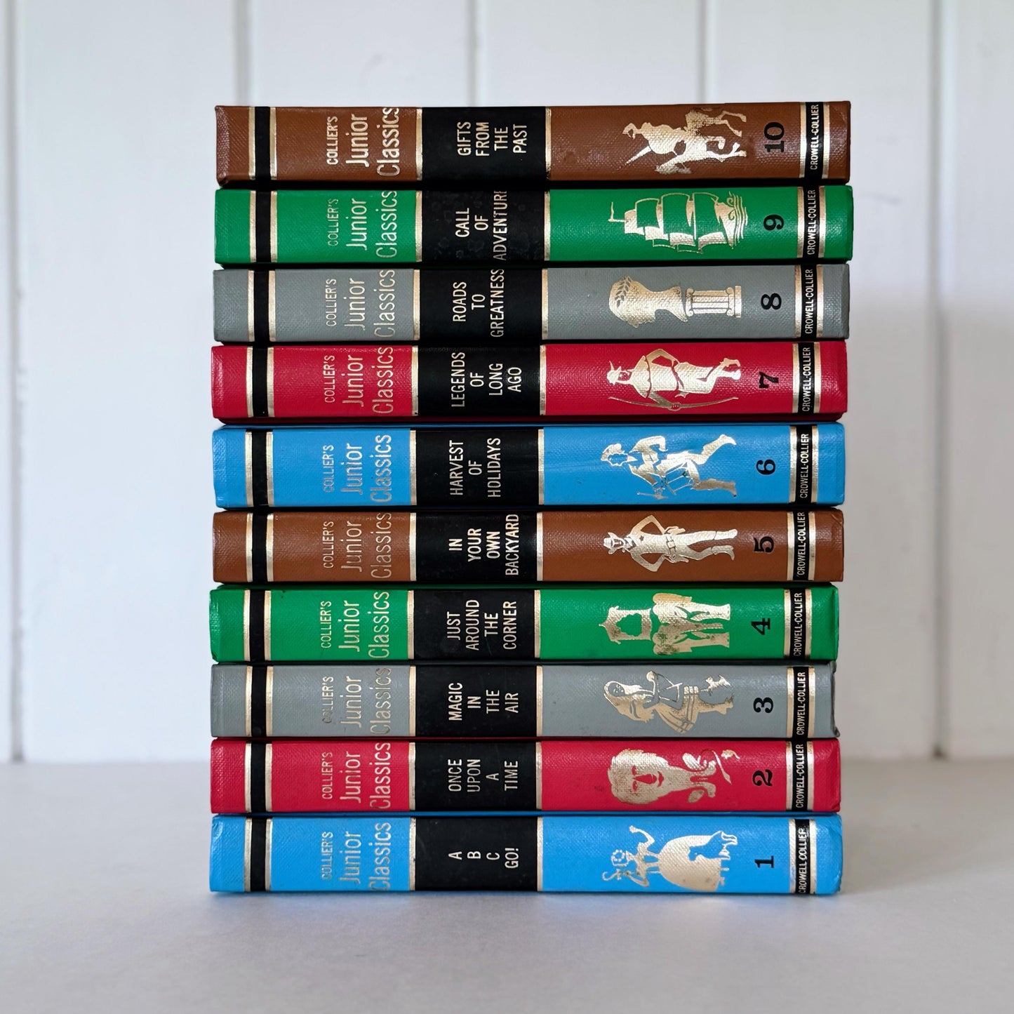 Collier's Junior Classics Set, Vintage 1962 Rainbow Book Set for Decor, Playroom Decor, Mid-Century Decor