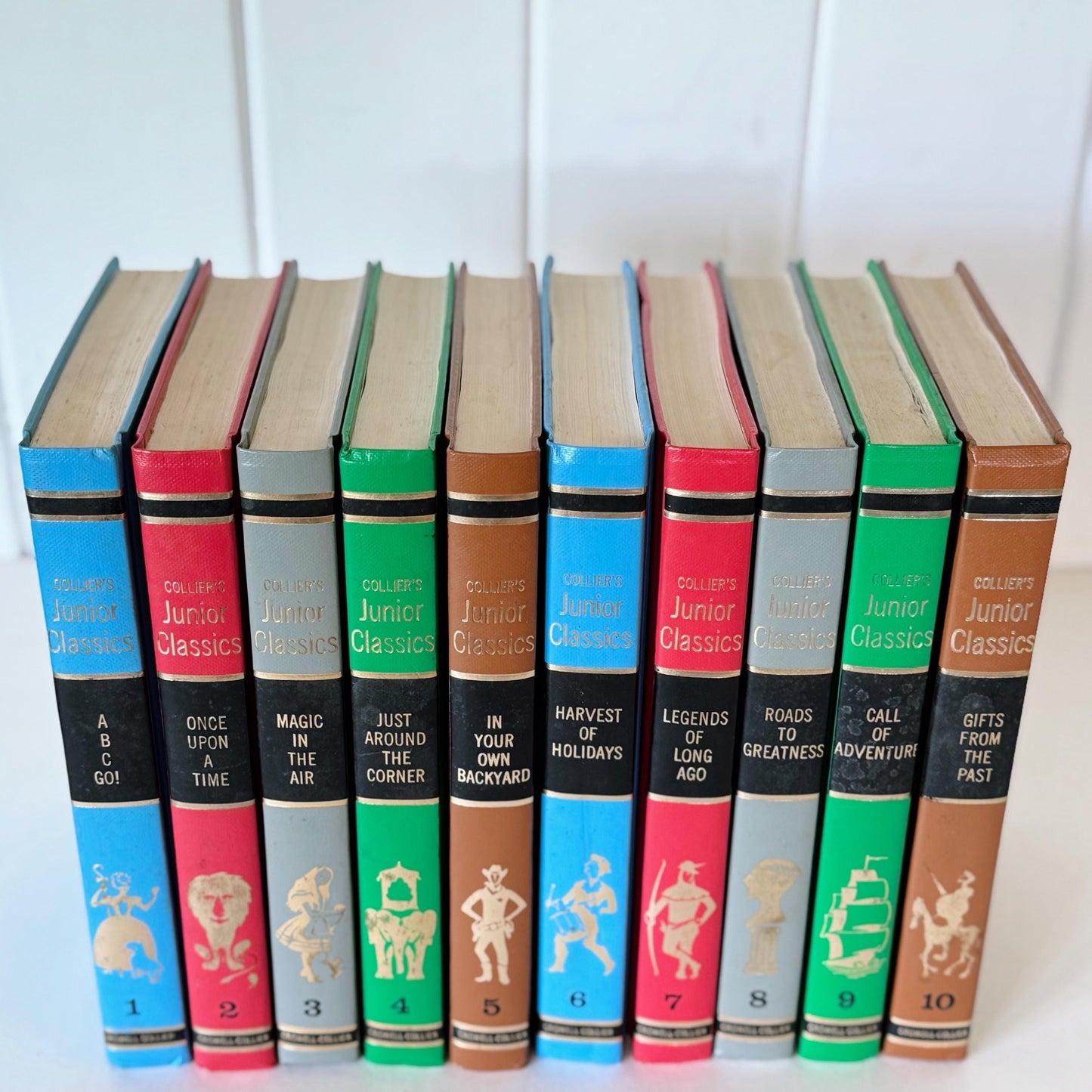 Collier's Junior Classics Set, Vintage 1962 Rainbow Book Set for Decor, Playroom Decor, Mid-Century Decor