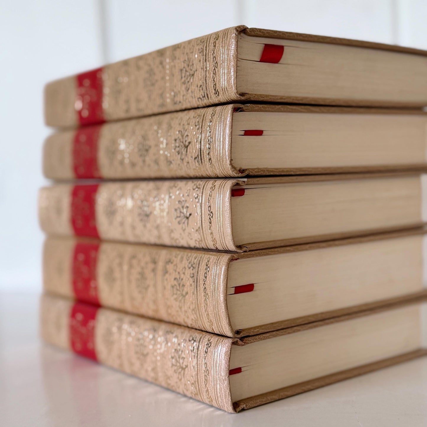 Ornate Gold and Red Vintage Book Set, Black's Reader Service, Classic Literature Books