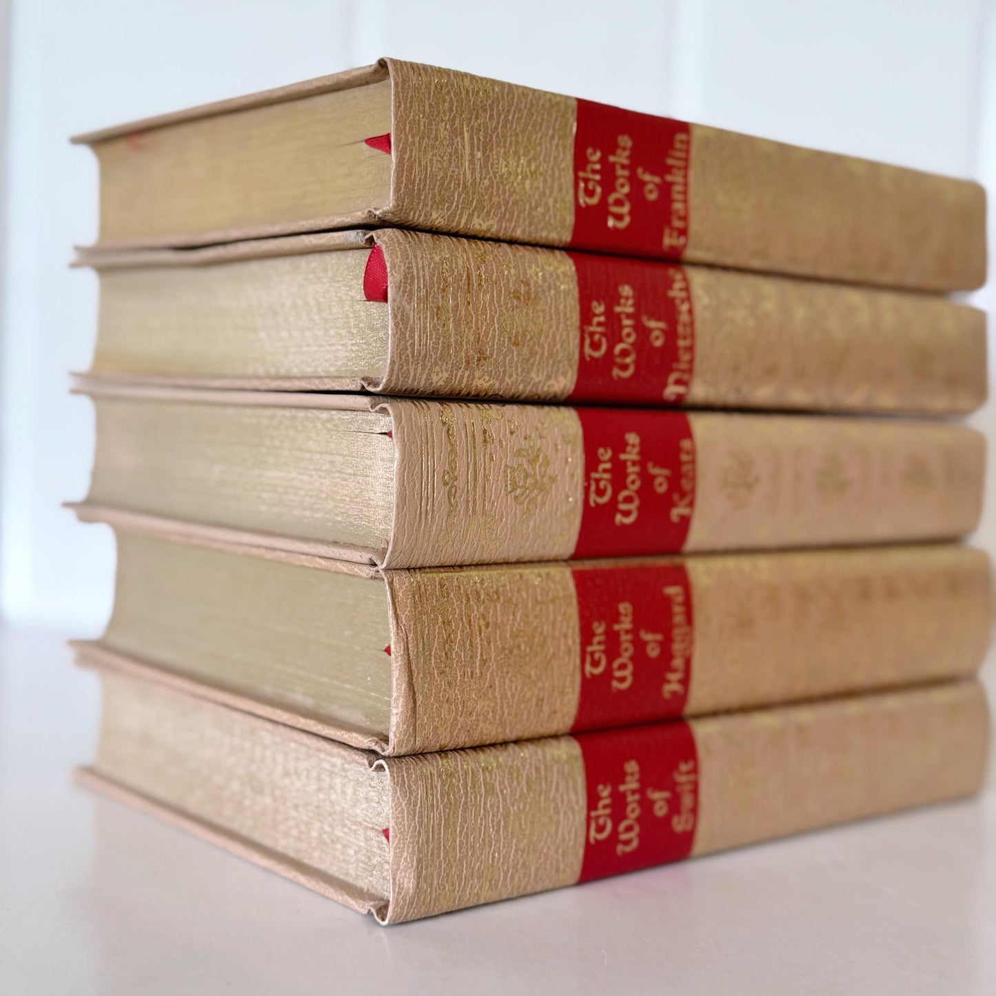 Ornate Gold and Red Vintage Book Set, Black's Reader Service, Classic Literature Books