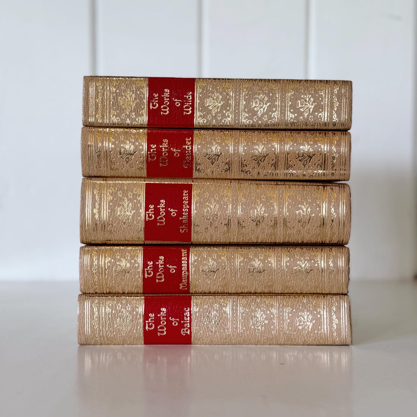 Ornate Gold and Red Vintage Book Set, Black's Reader Service, Classic Literature Books