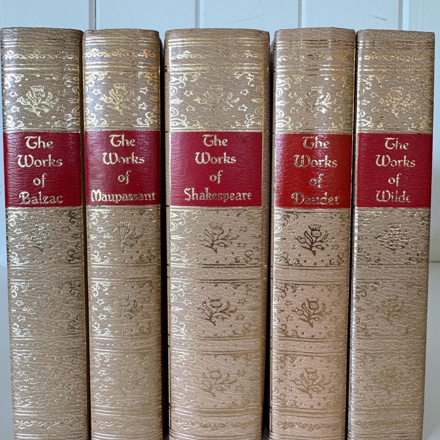 Ornate Gold and Red Vintage Book Set, Black's Reader Service, Classic Literature Books