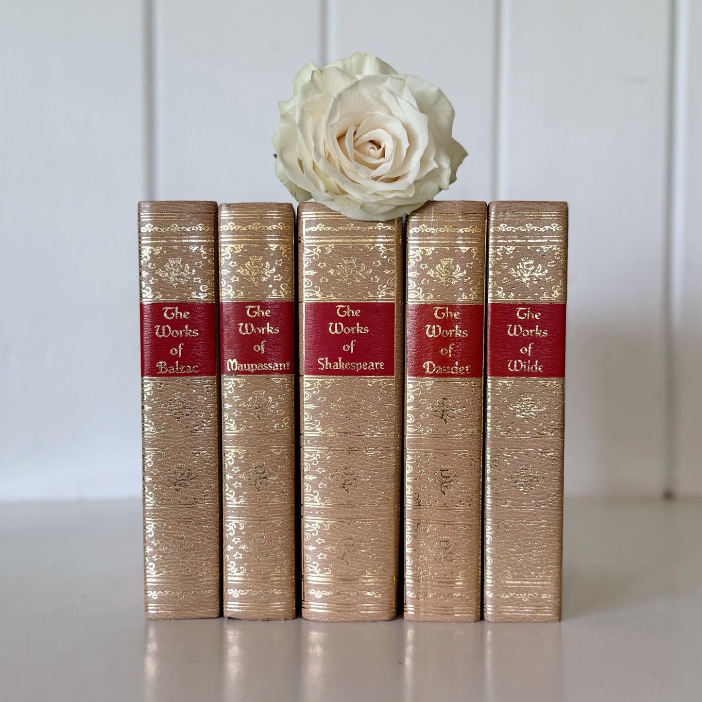 Ornate Gold and Red Vintage Book Set, Black's Reader Service, Classic Literature Books