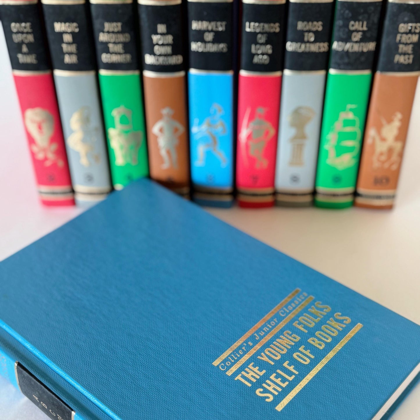 Collier's Junior Classics Set, Vintage 1962 Rainbow Book Set for Decor, Playroom Decor, Mid-Century Decor