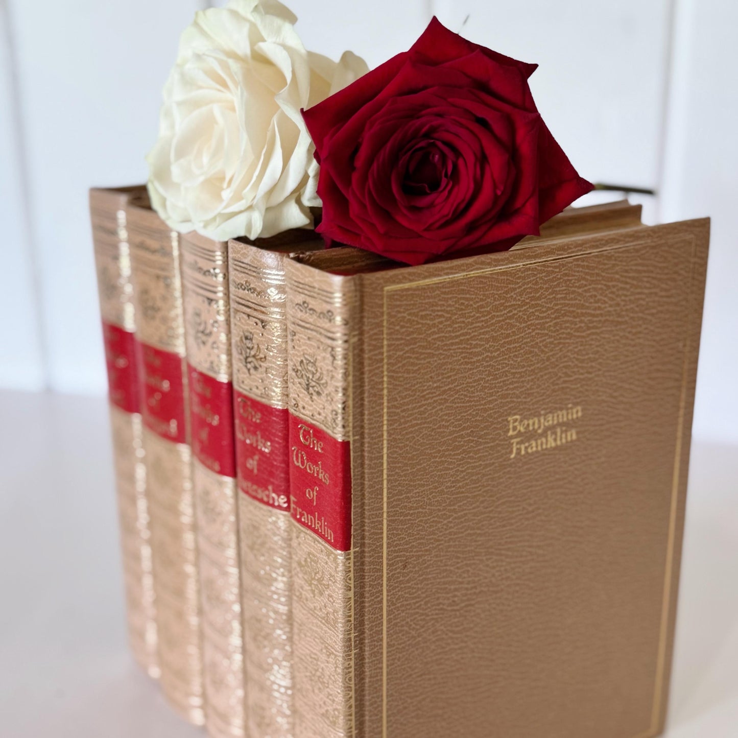 Ornate Gold and Red Vintage Book Set, Black's Reader Service, Classic Literature Books