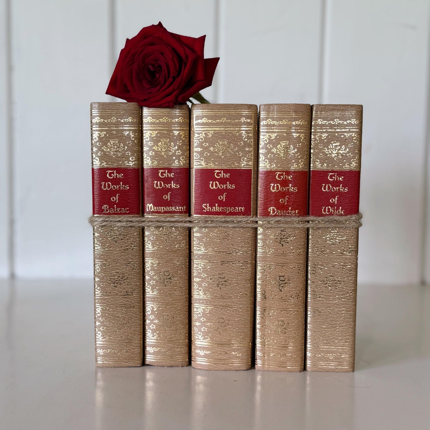 Ornate Gold and Red Vintage Book Set, Black's Reader Service, Classic Literature Books
