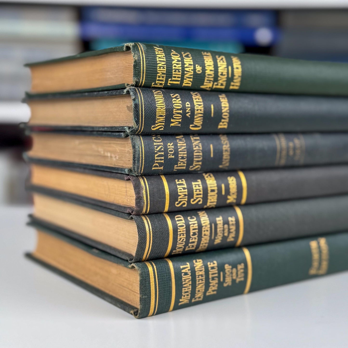 Antique Dark Green Education Books for Display, Old School Books