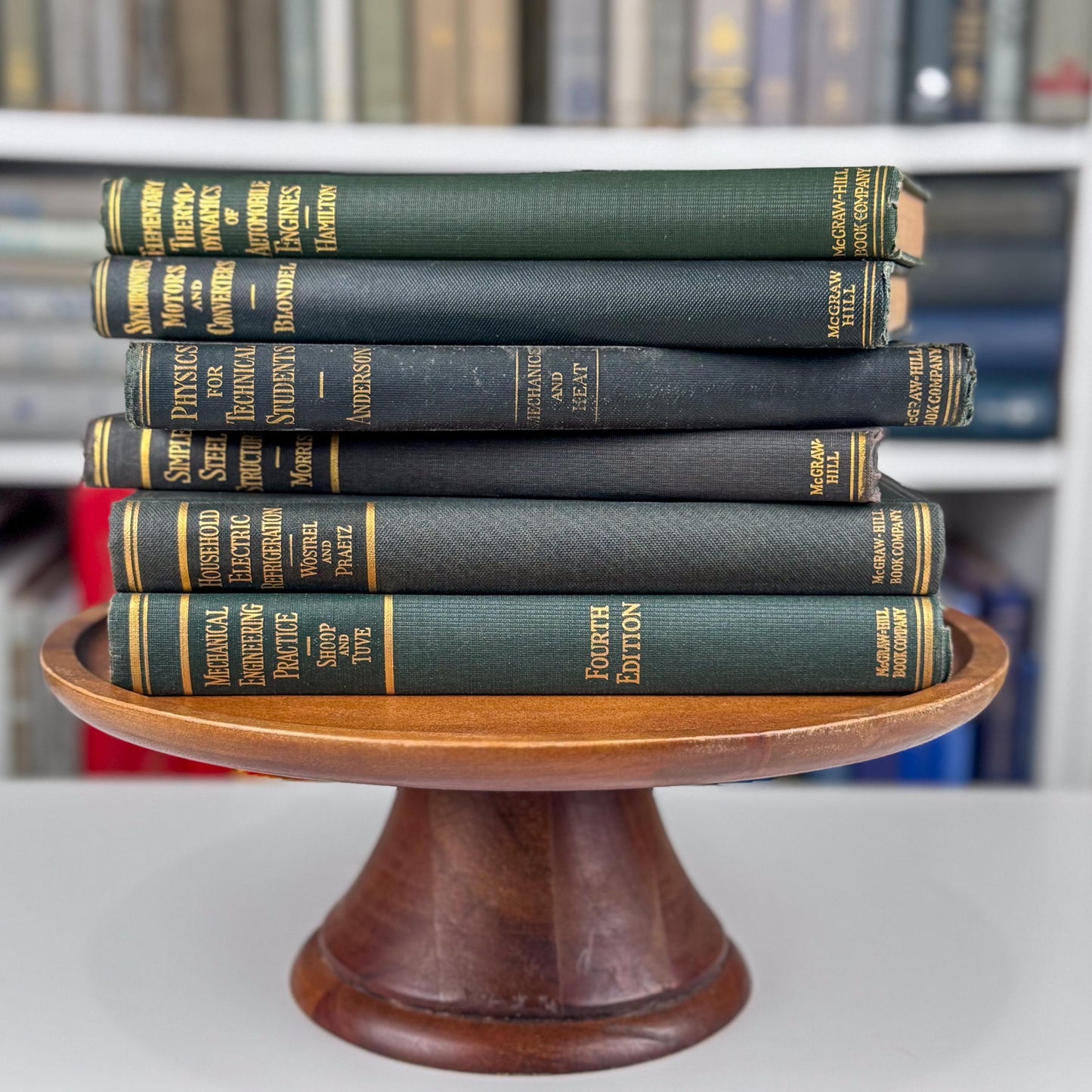 Antique Dark Green Education Books for Display, Old School Books