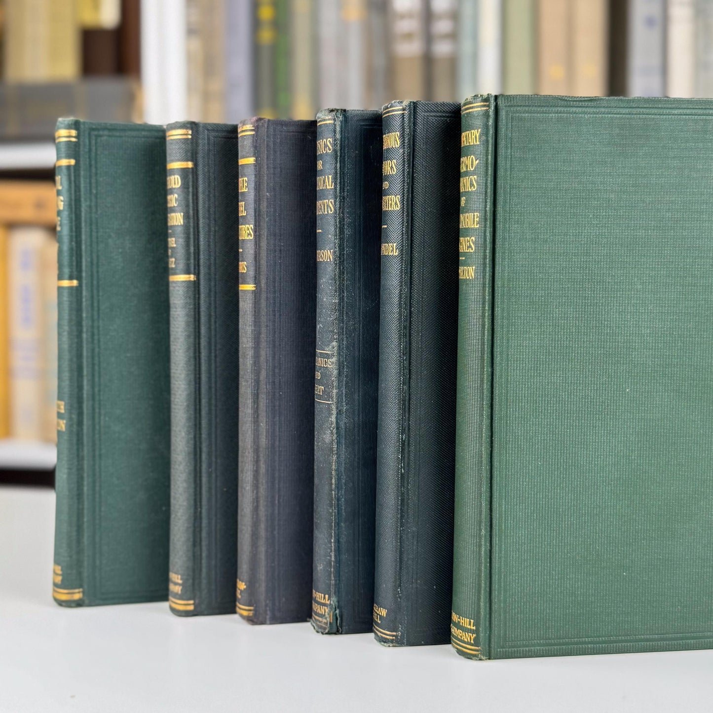 Antique Dark Green Education Books for Display, Old School Books