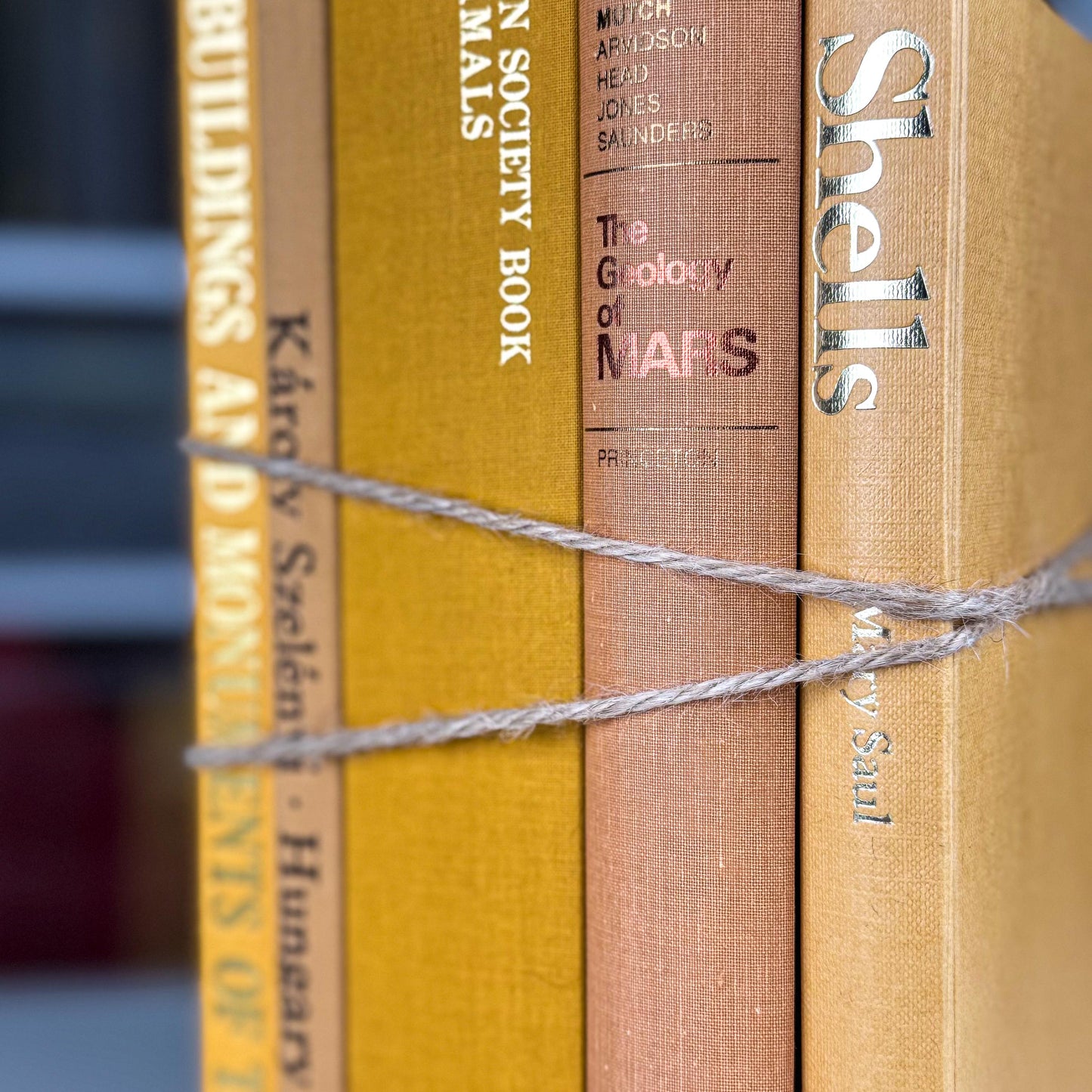 Golden Harvest Book Stack – Vintage Fall Tones for Shelf or Table Styling