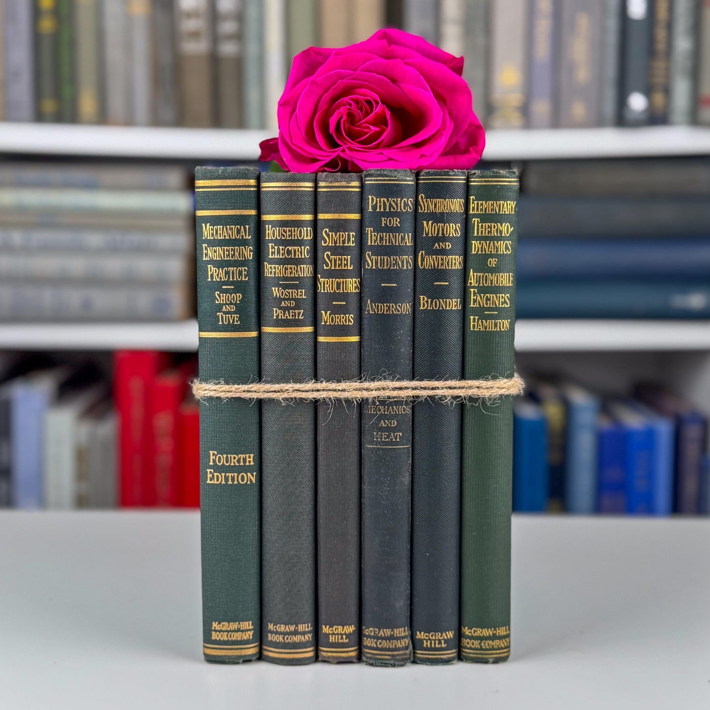Antique Dark Green Education Books for Display, Old School Books