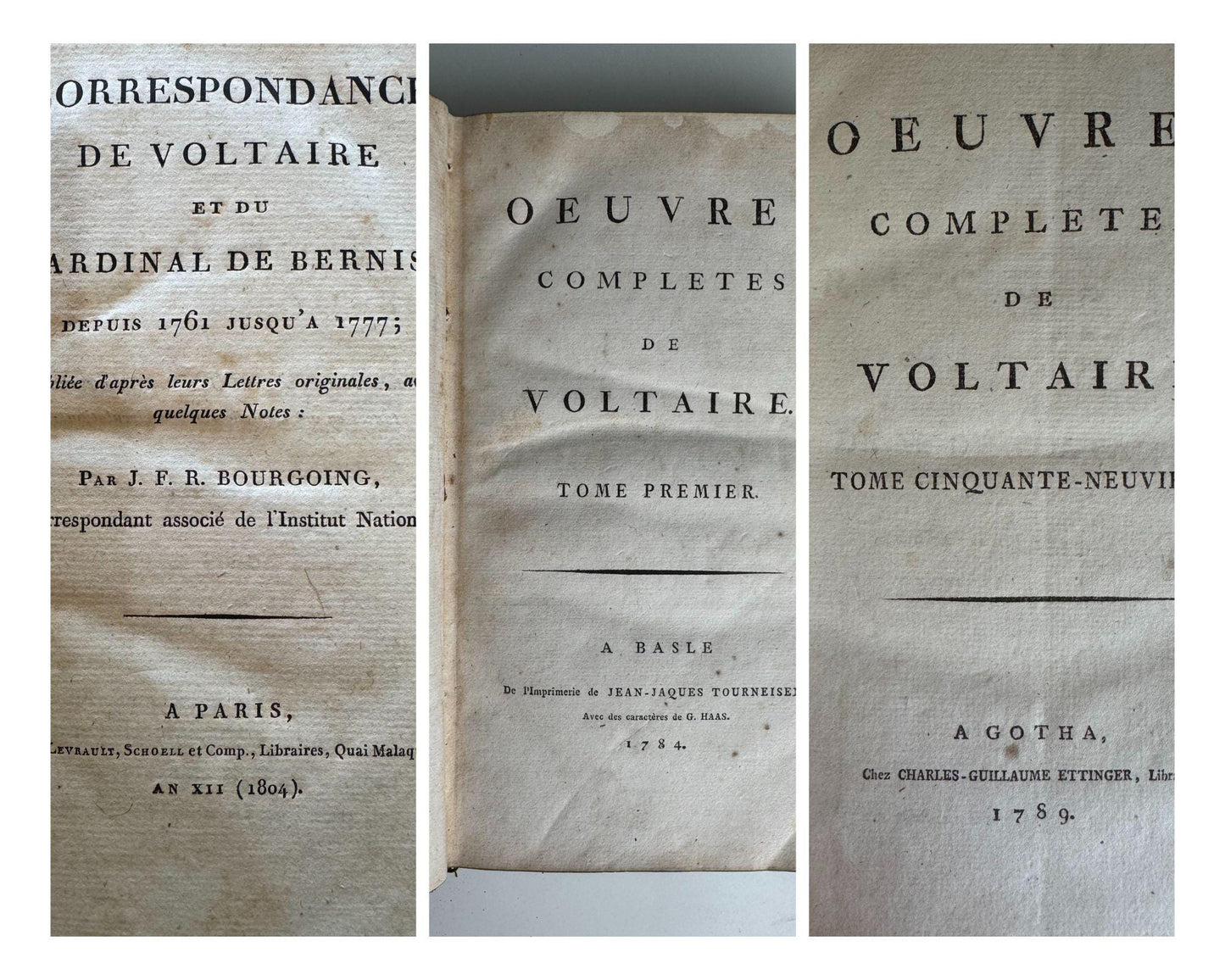 Antique French Leather-Bound Voltaire Complete 71-Volume Set, 1784–1804 71‑Volume Œuvres Complètes de Voltaire