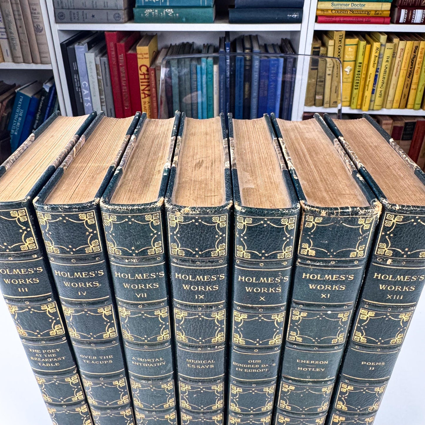 Antique Book Set | Oliver Wendell Holmes Works | Autocrat Edition, 1908 | 7 Volumes