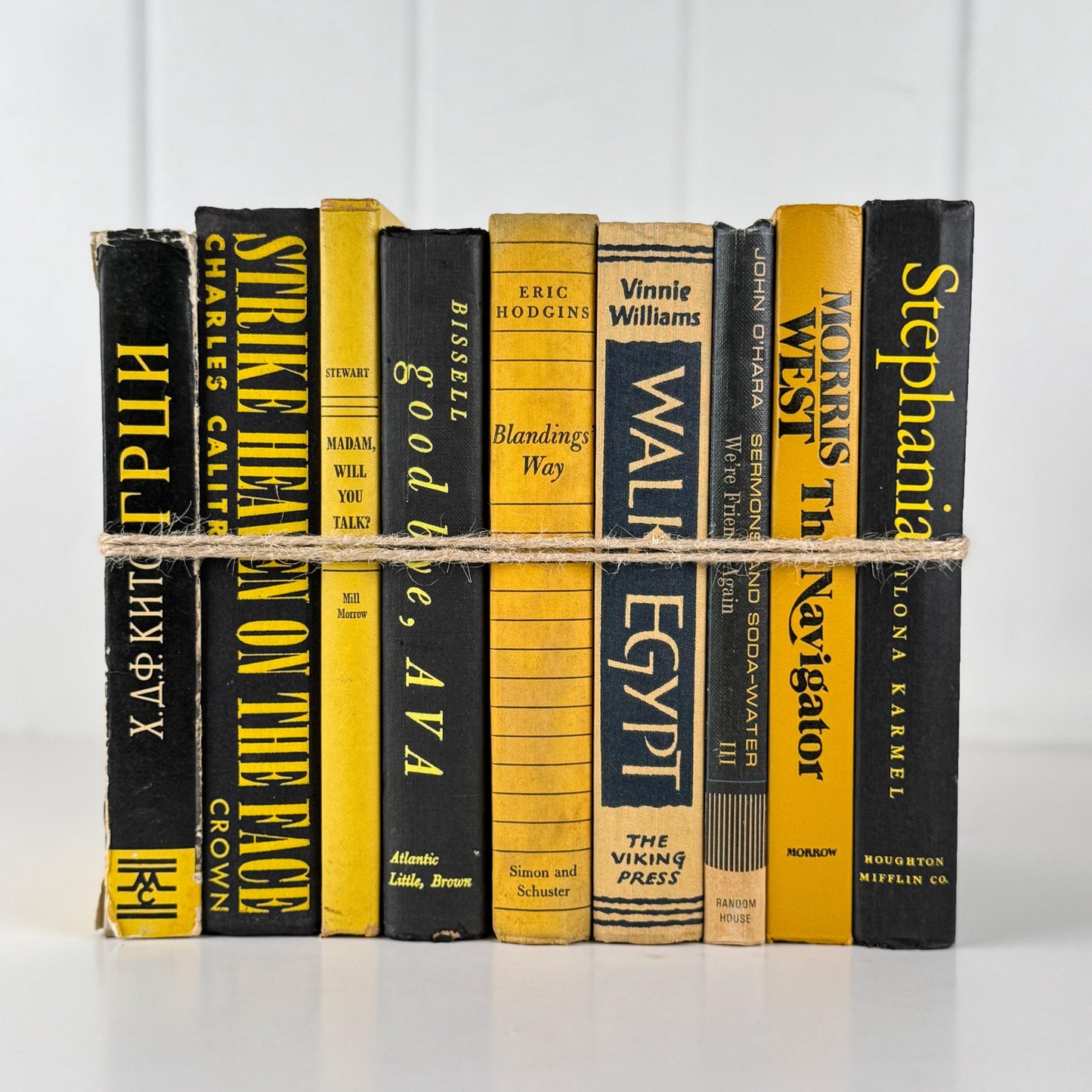Vintage Black and Yellow Book Set • Bold Shelf Styling Books • Retro Home Decor • Books by Color • Vintage Decorative Books