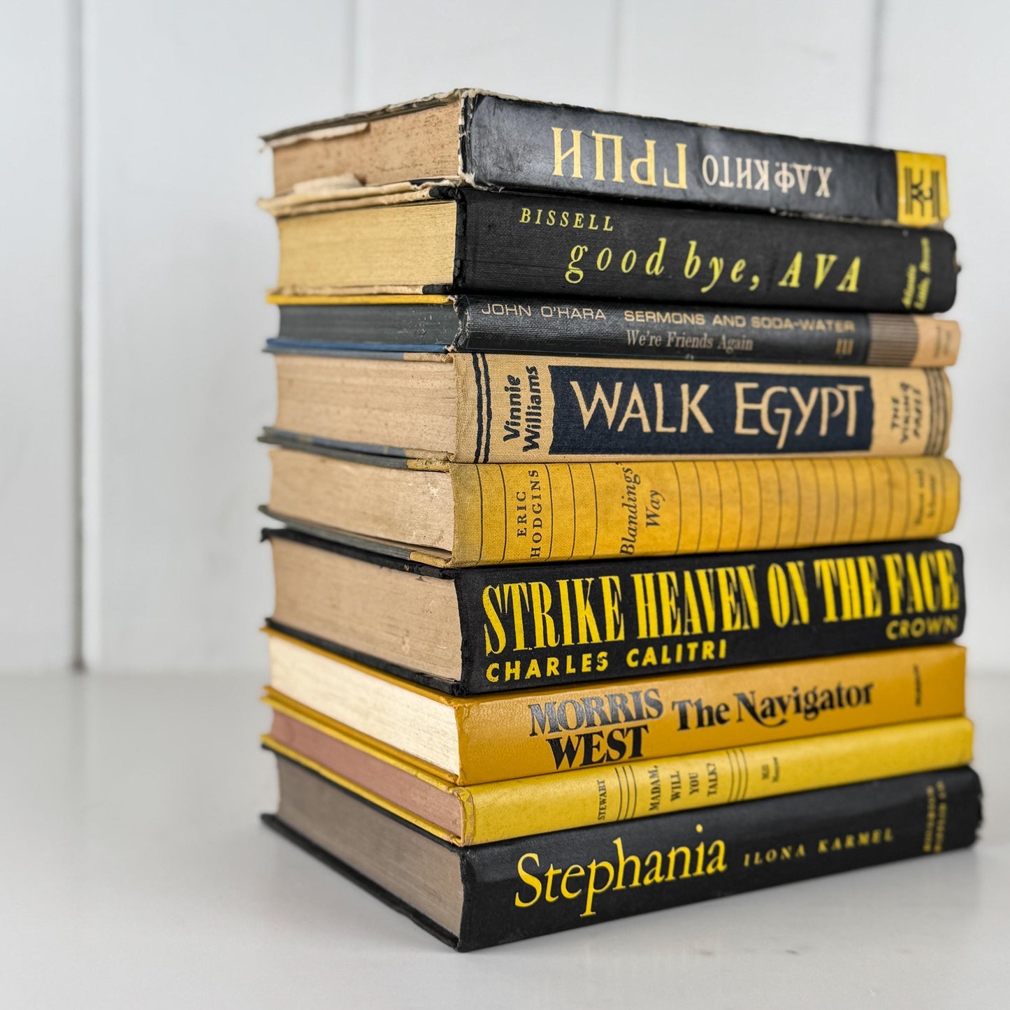 Vintage Black and Yellow Book Set • Bold Shelf Styling Books • Retro Home Decor • Books by Color • Vintage Decorative Books