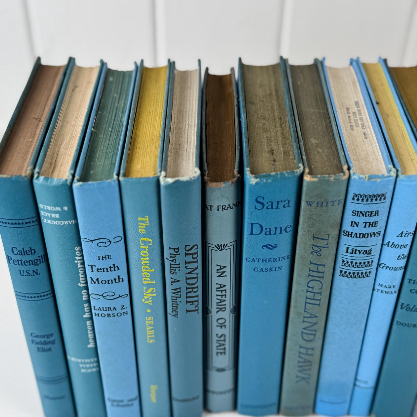 Retro Vintage Blue Book Set • Shelf Styling Books • 1960s Large Book Set by Color