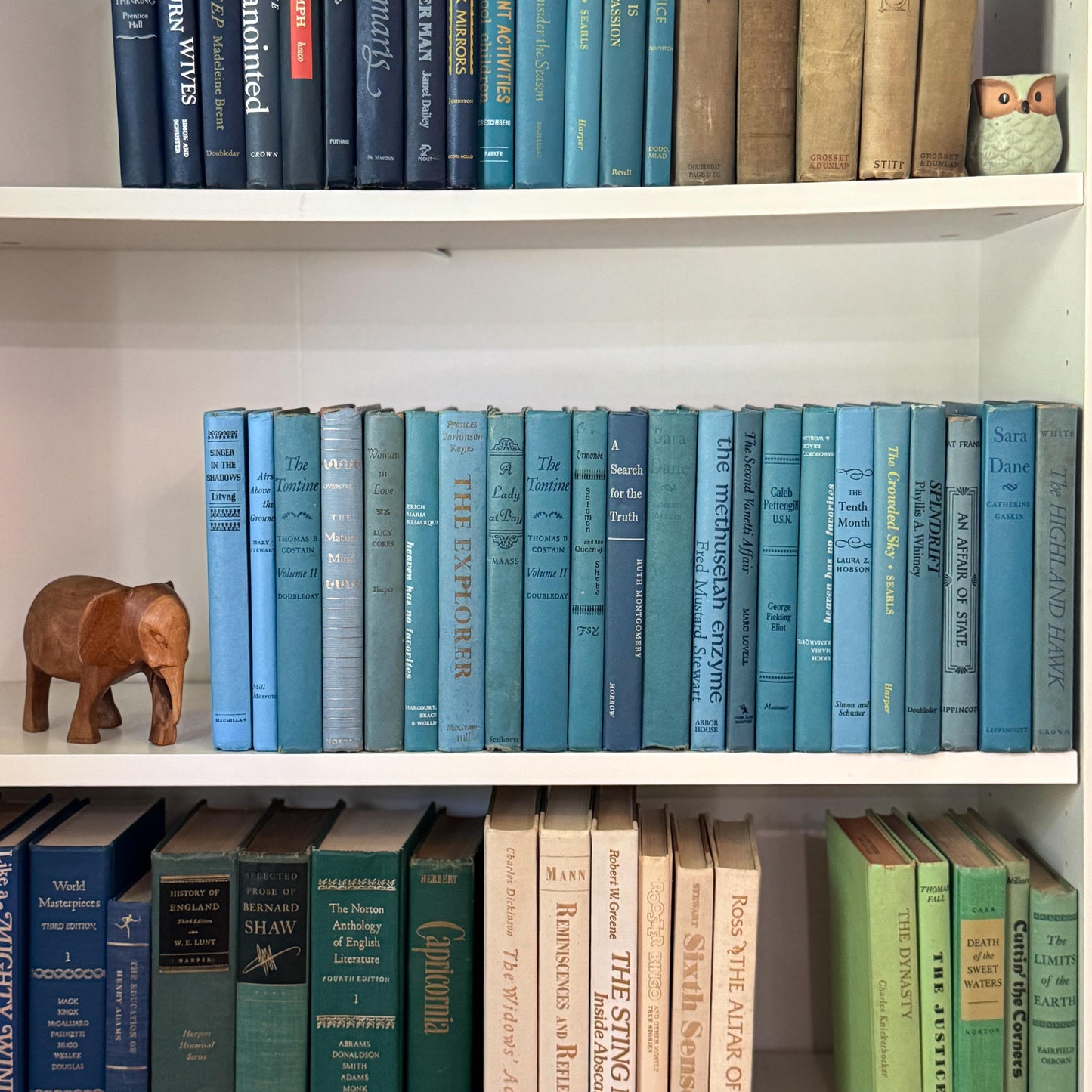 Retro Vintage Blue Book Set • Shelf Styling Books • 1960s Large Book Set by Color