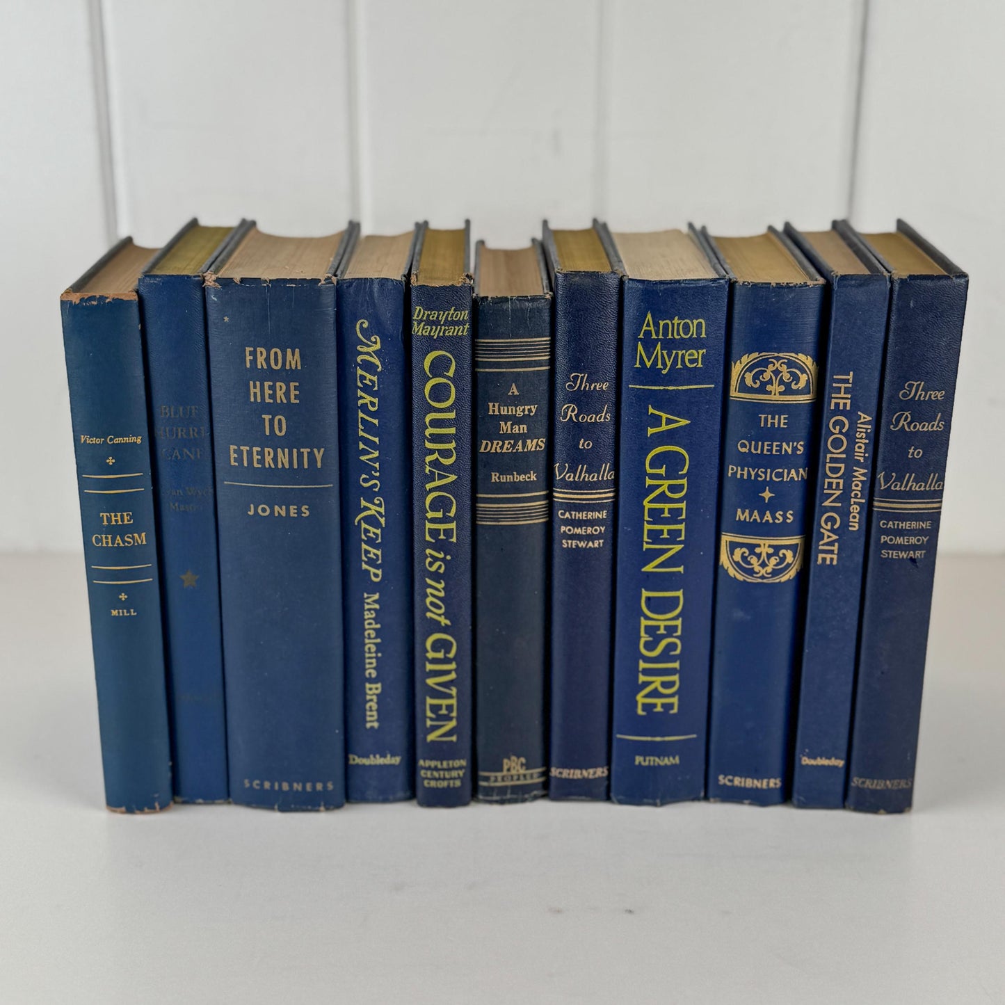 Vintage Retro Navy Blue Book Set • Classic Decorative Books • Shelf Styling & Staging Decor • Books by Color