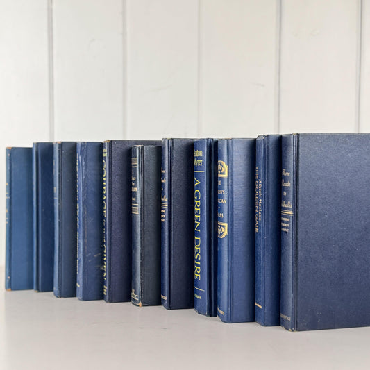 Vintage Navy Blue Book Set: Decorative Books for Shelf Styling