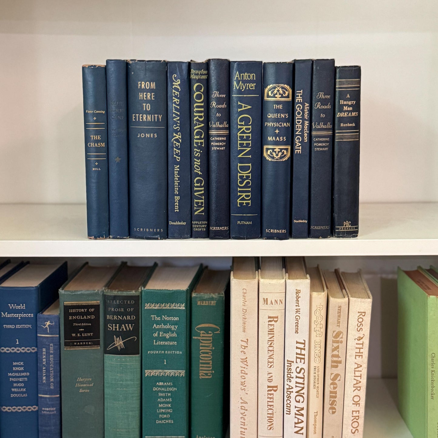 Vintage Retro Navy Blue Book Set • Classic Decorative Books • Shelf Styling & Staging Decor • Books by Color