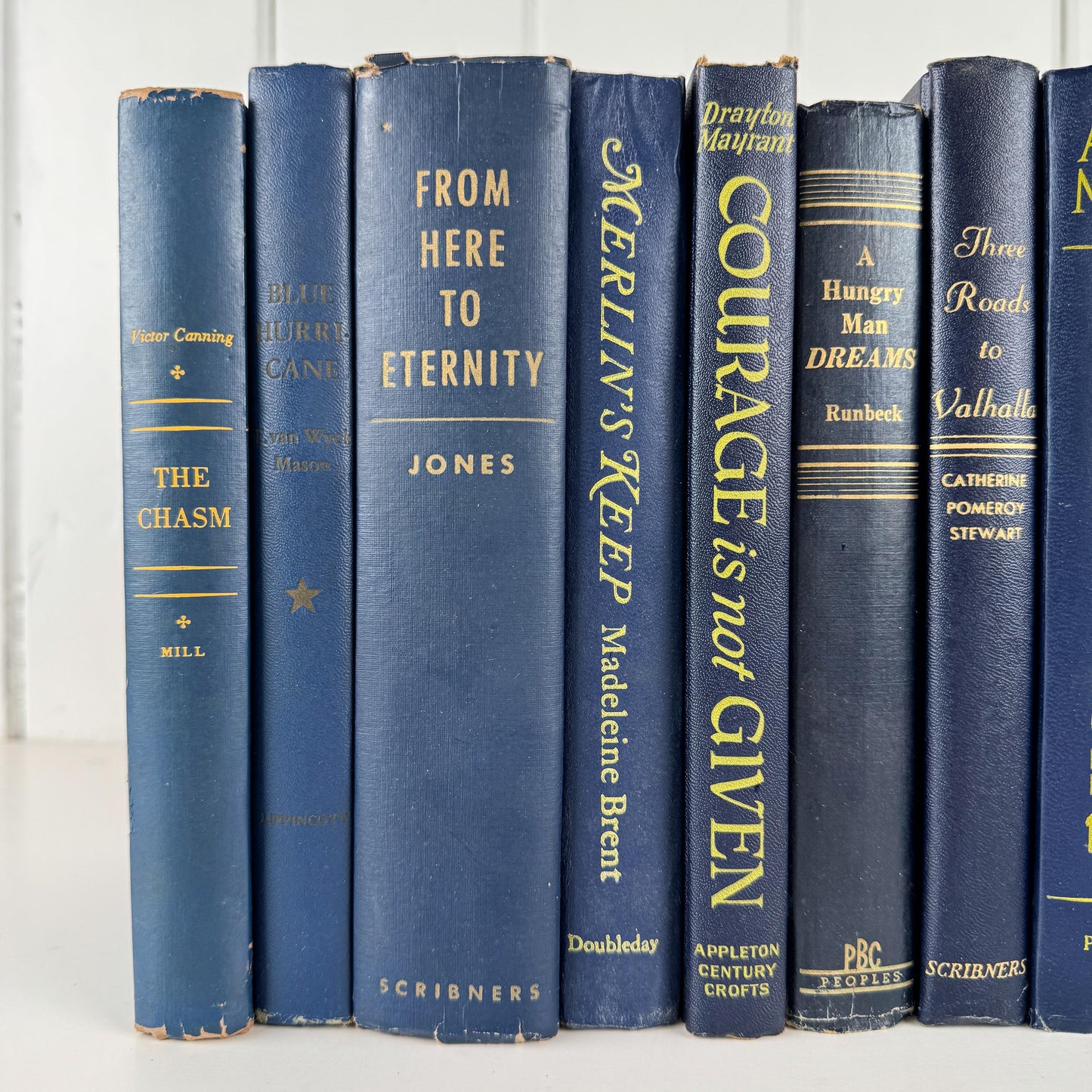 Vintage Retro Navy Blue Book Set • Classic Decorative Books • Shelf Styling & Staging Decor • Books by Color