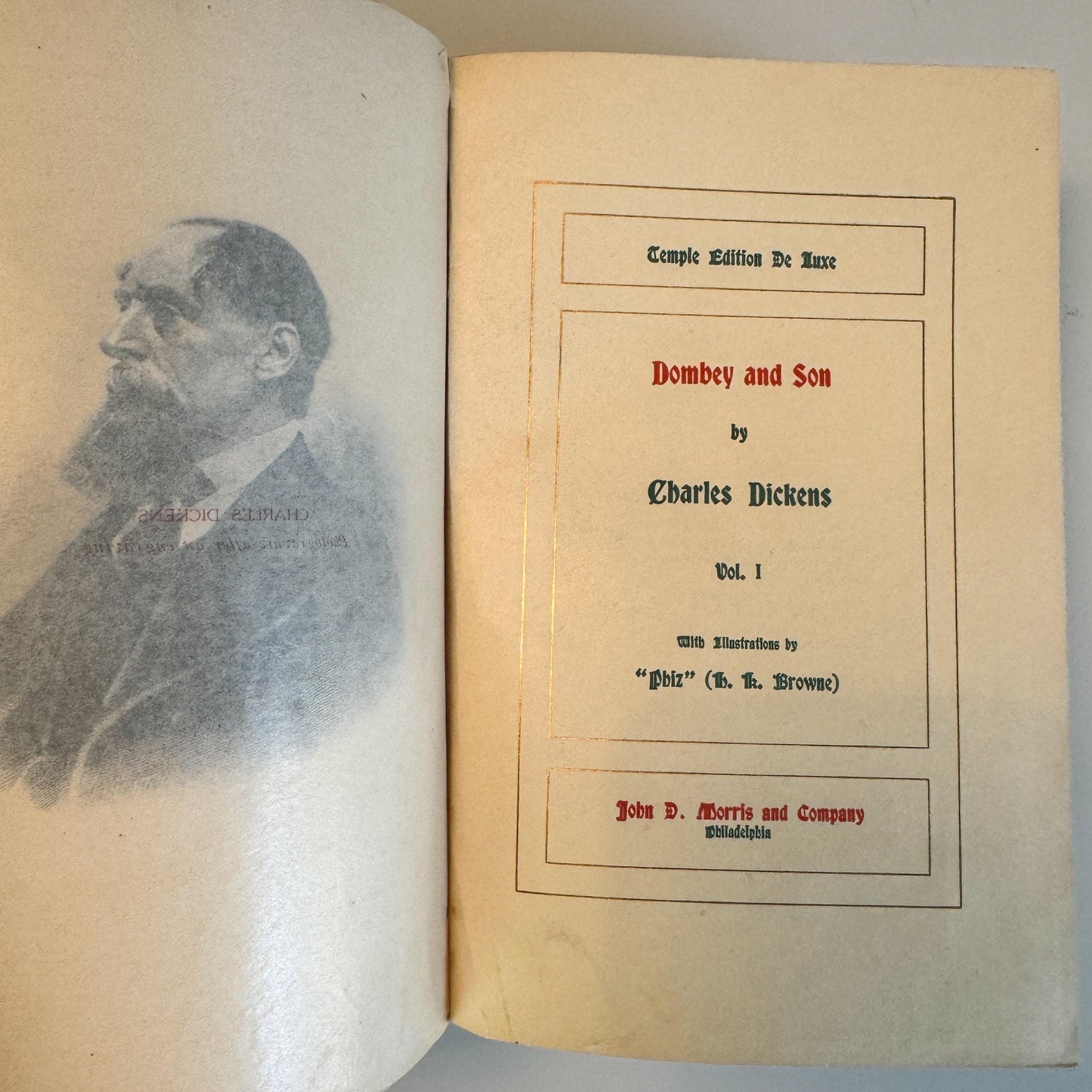 Navy Blue The Works of Charles Dickens Antique Book Set, International Book Company