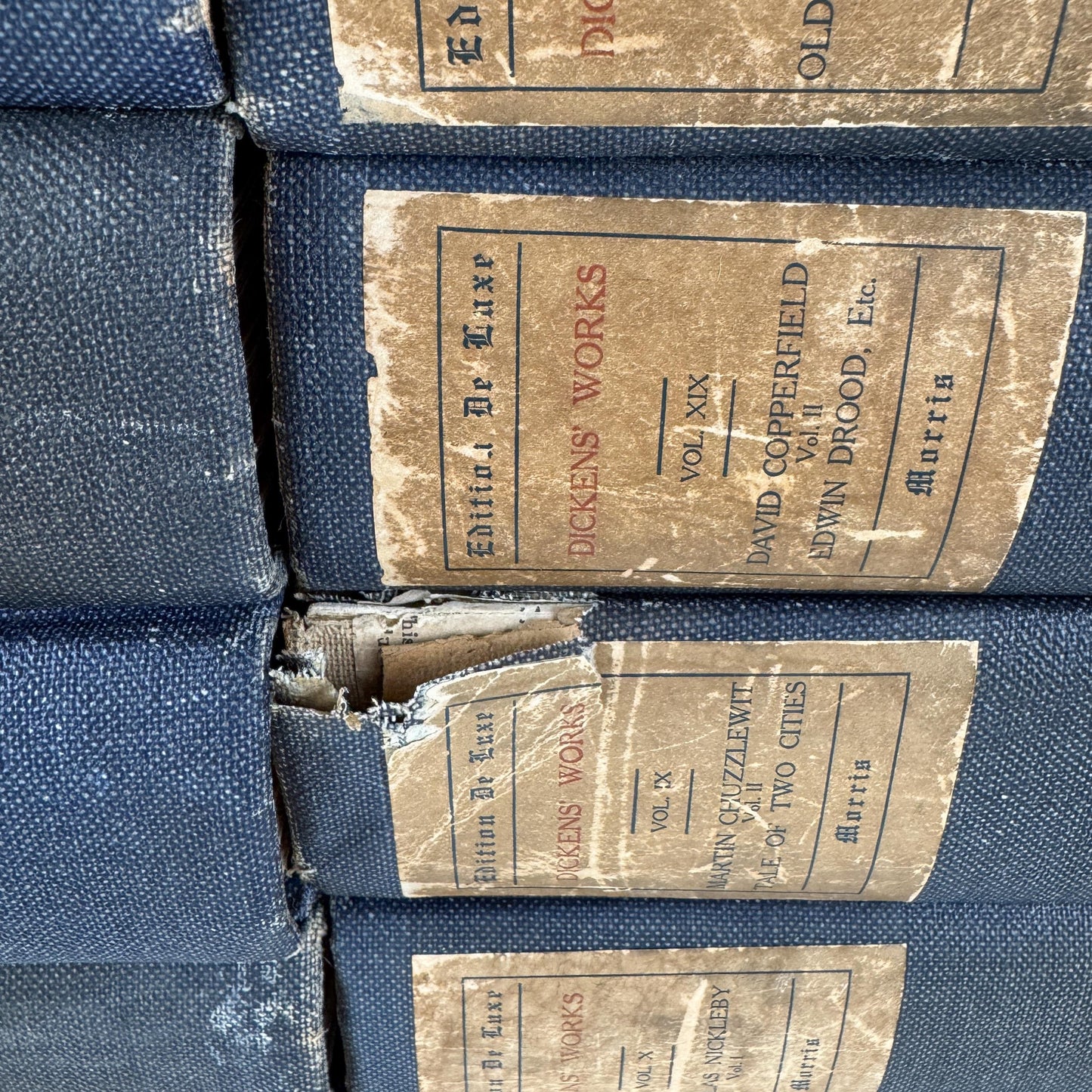 Navy Blue The Works of Charles Dickens Antique Book Set, International Book Company