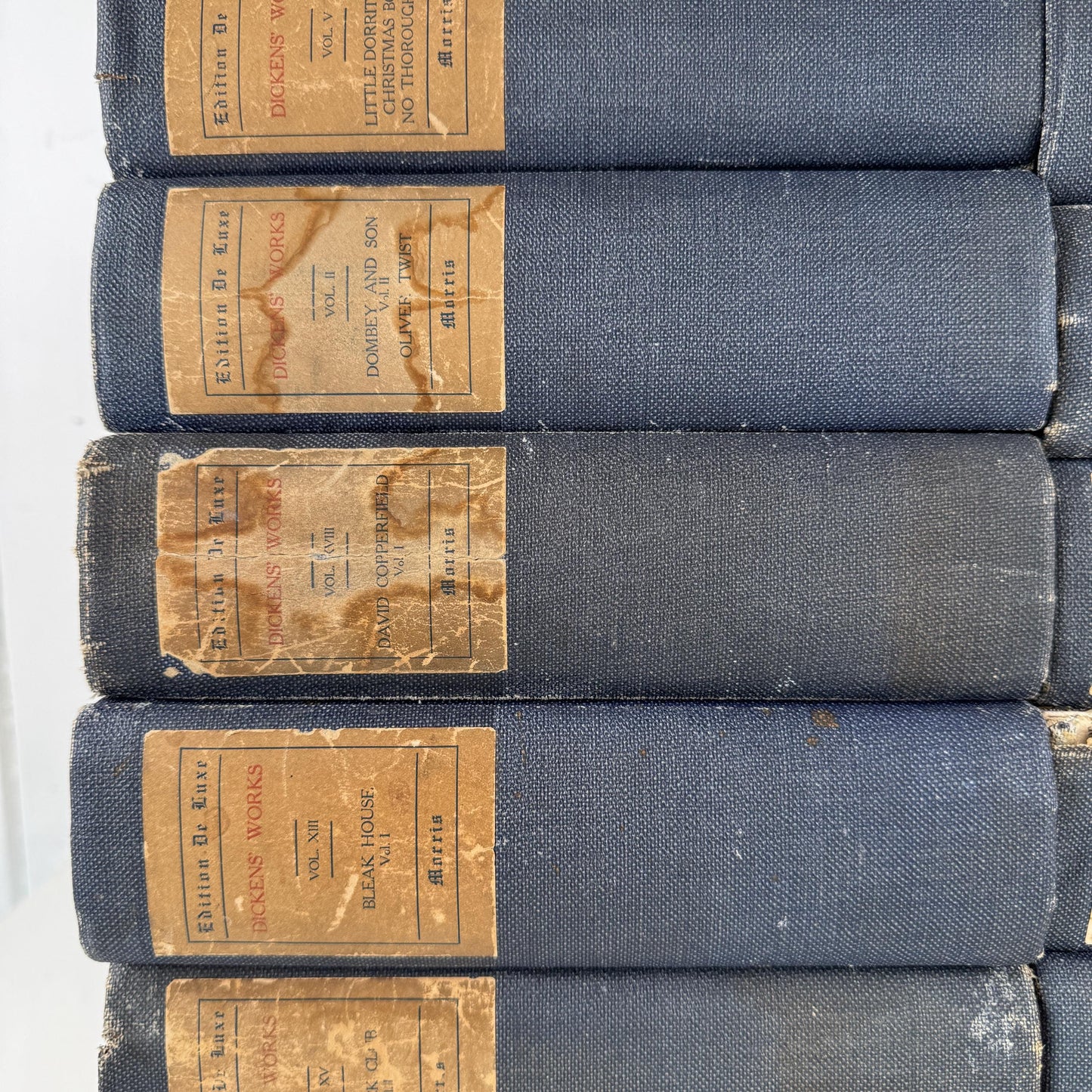 Navy Blue The Works of Charles Dickens Antique Book Set, International Book Company