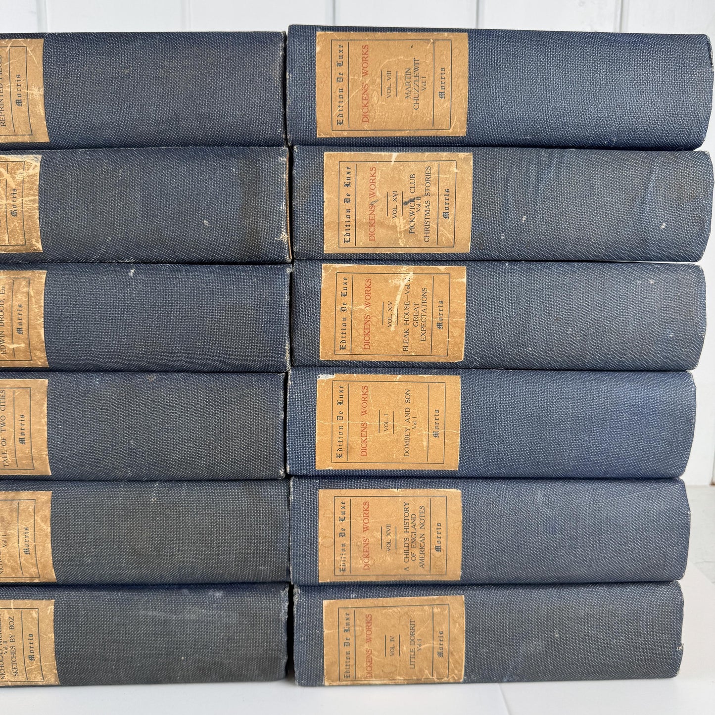 Navy Blue The Works of Charles Dickens Antique Book Set, International Book Company