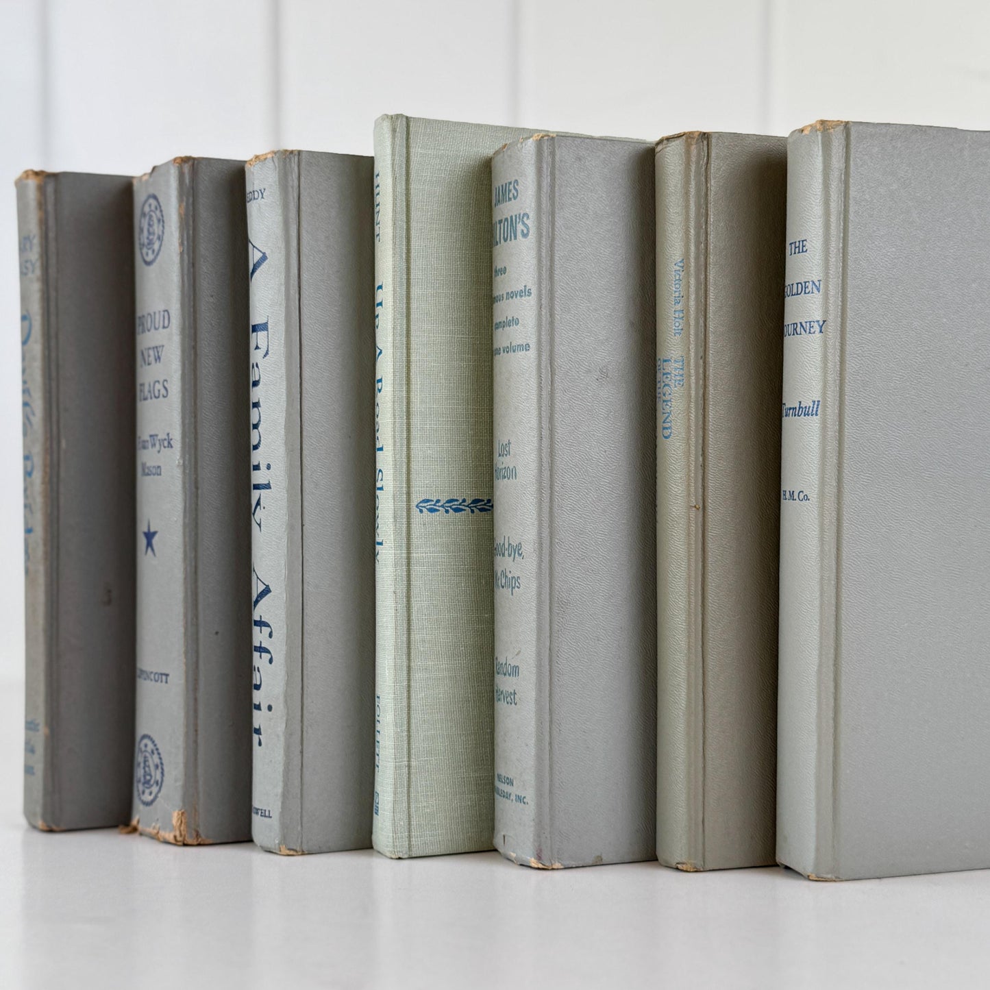 Vintage Gray Book Set for Mid-Century Modern Shelf Styling