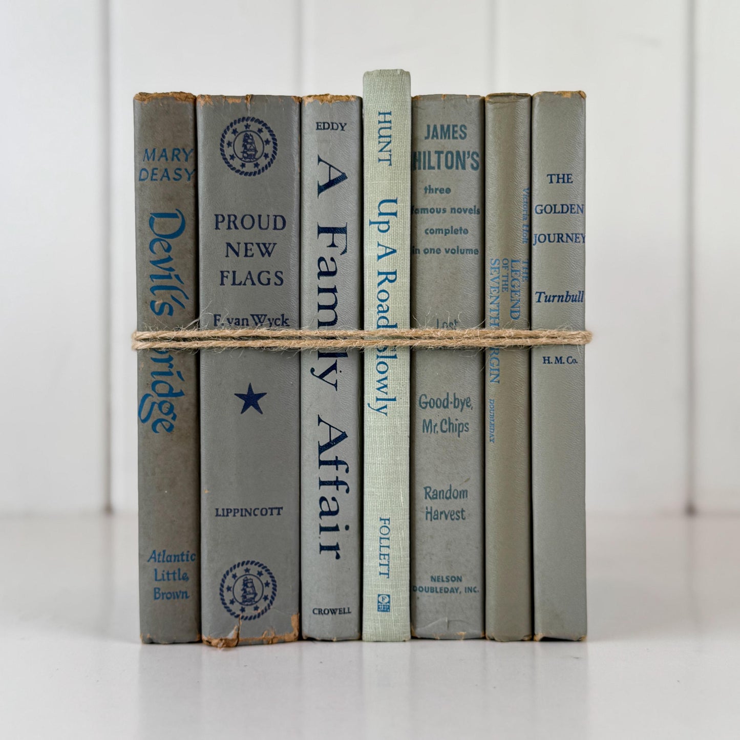 Vintage Gray Book Set for Mid-Century Modern Shelf Styling