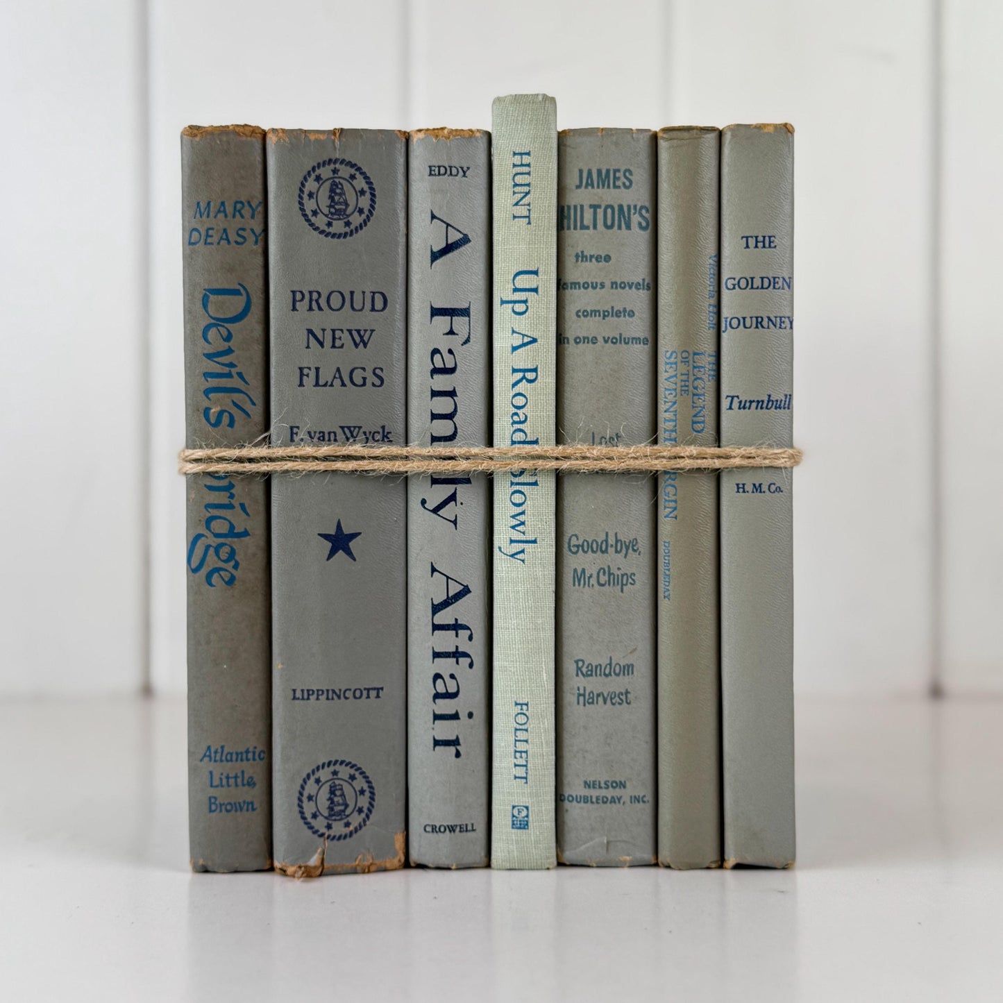 Vintage Gray Book Set for Mid-Century Modern Shelf Styling