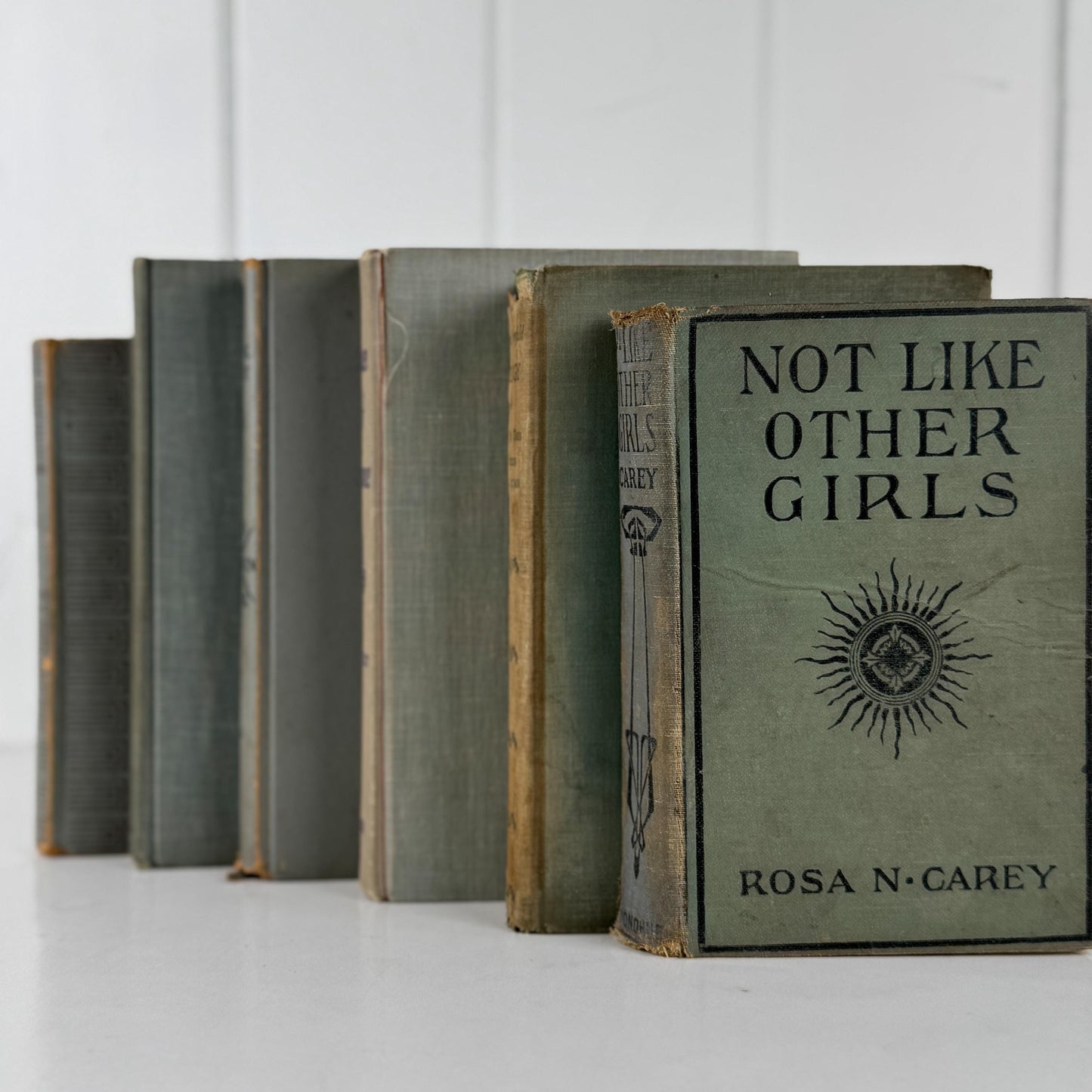 Vintage Blue Gray Book Bundle for Shelf Styling and Home Decor