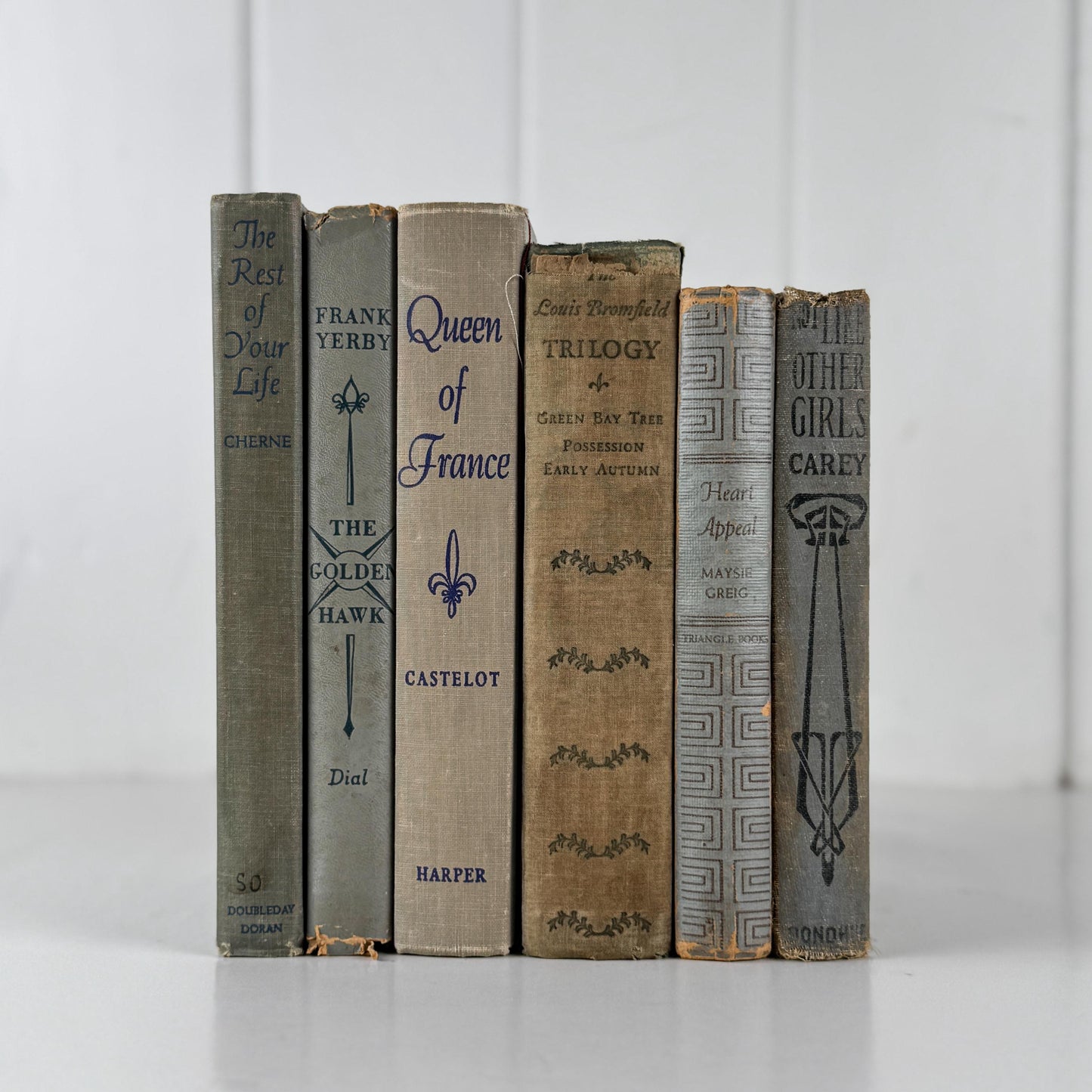 Vintage Blue Gray Book Bundle for Shelf Styling and Home Decor
