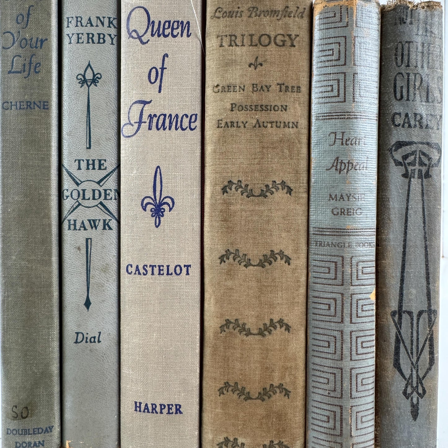 Vintage Blue Gray Book Bundle for Shelf Styling and Home Decor