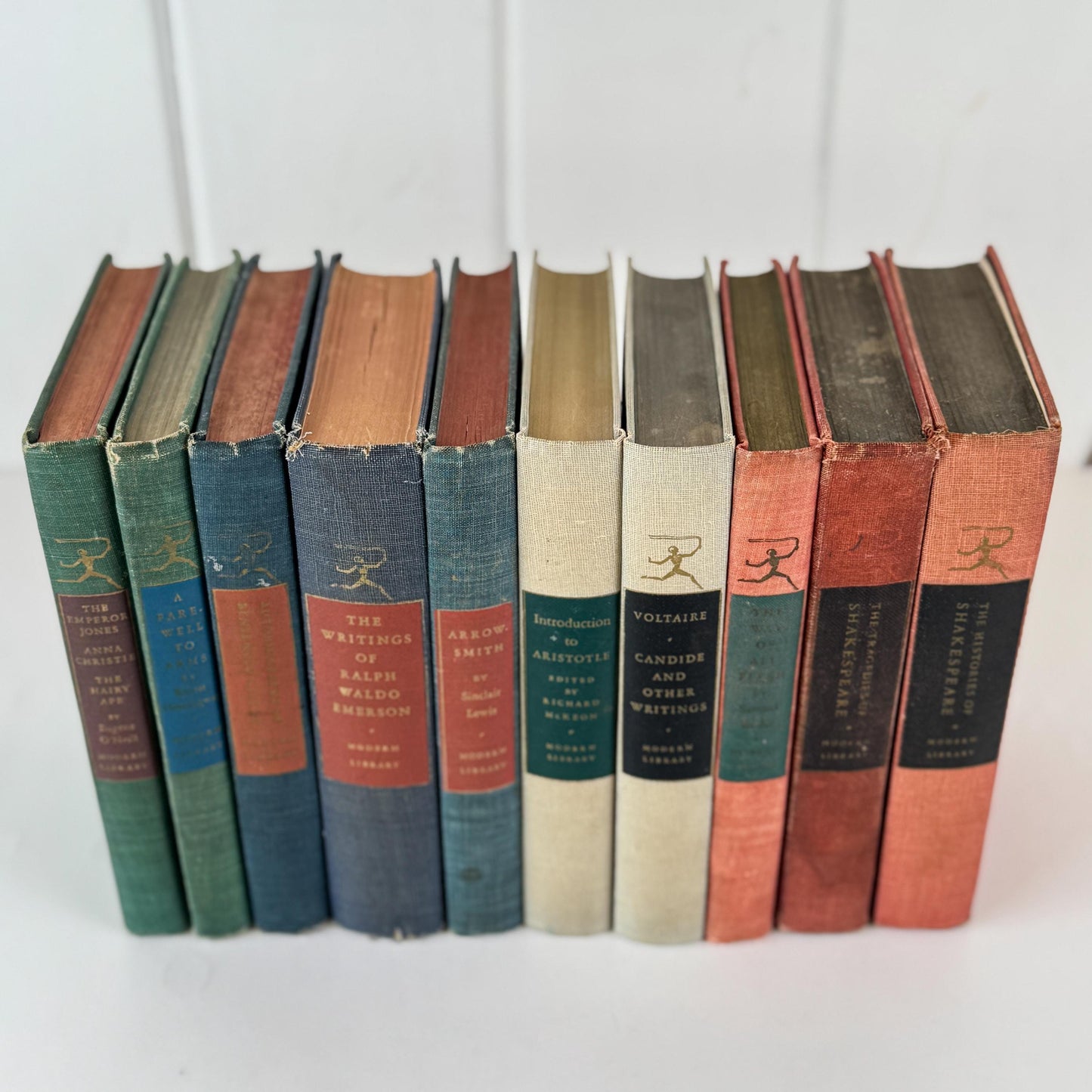 Vintage Modern Library Classics in Red, Blue & Green for Shelf Styling and Literary Collectors
