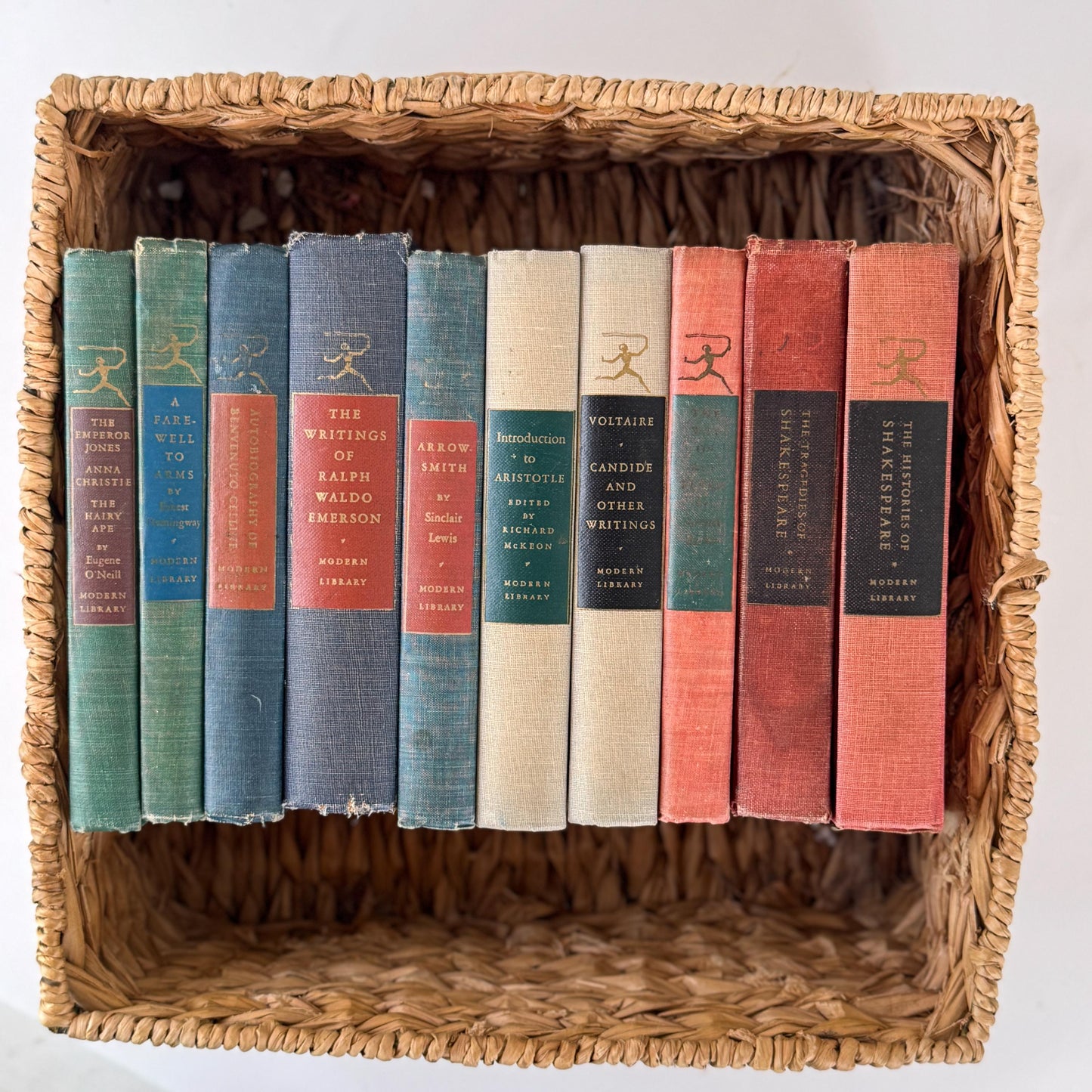 Vintage Modern Library Classics in Red, Blue & Green for Shelf Styling and Literary Collectors
