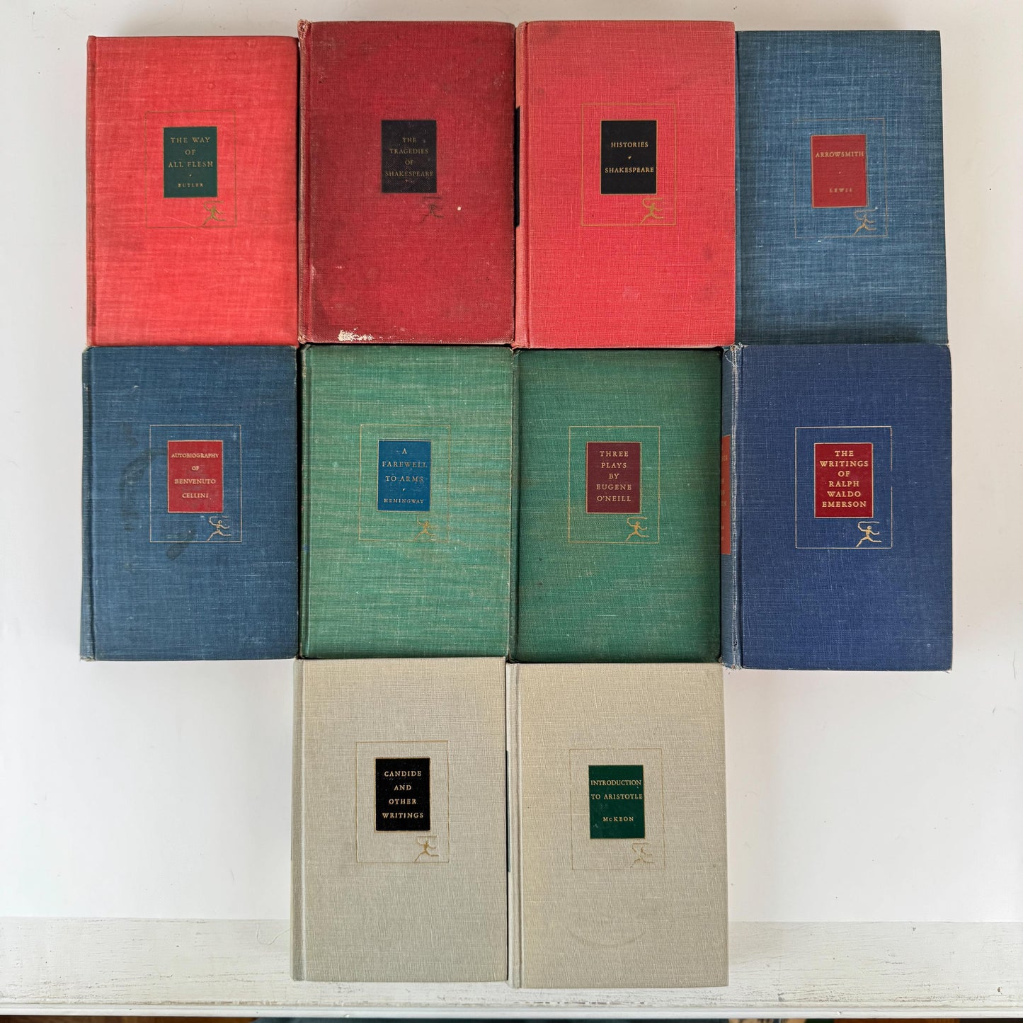 Vintage Modern Library Classics in Red, Blue & Green for Shelf Styling and Literary Collectors